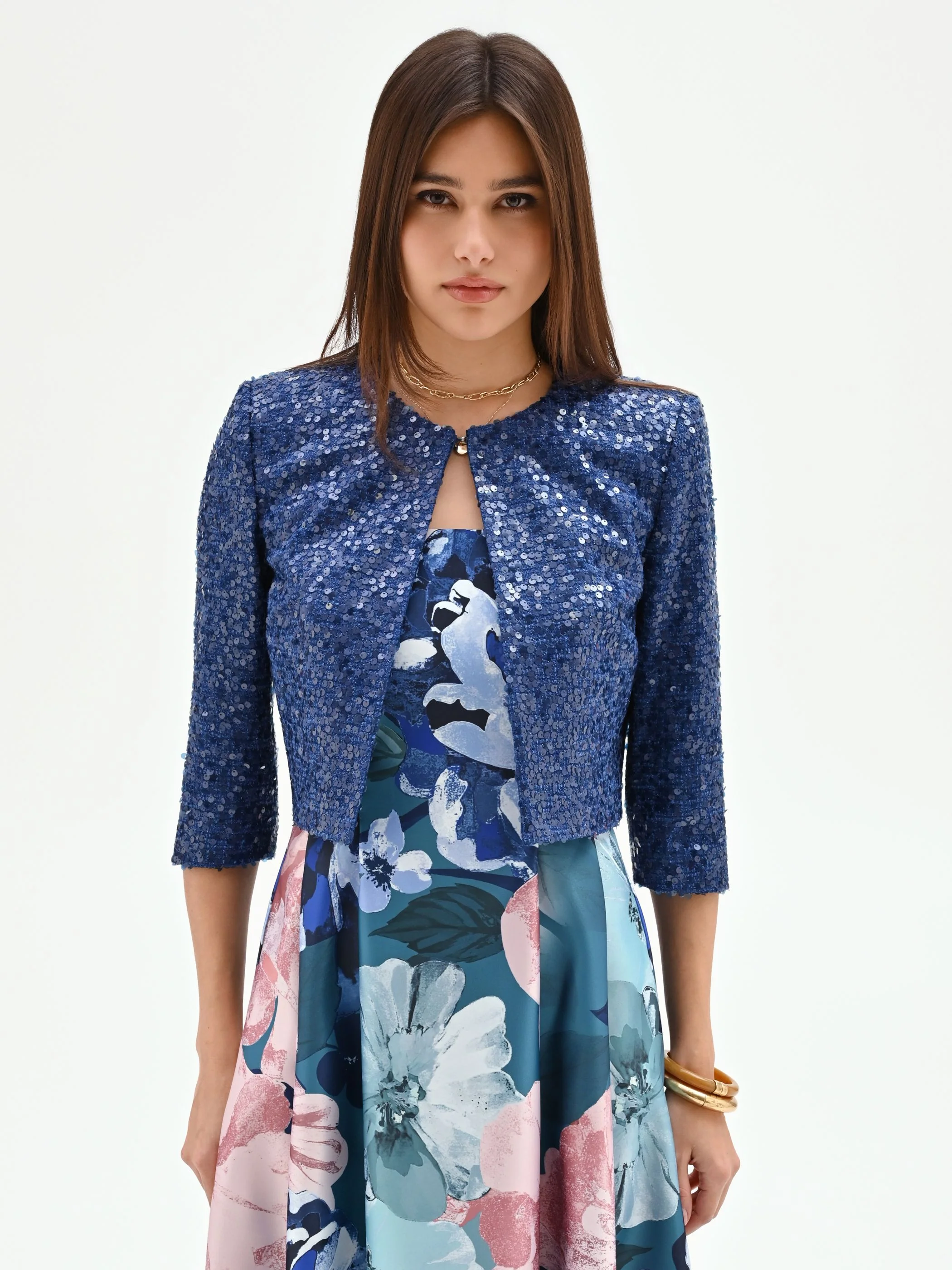 Giacca blu brillante in paillettes - Image 2