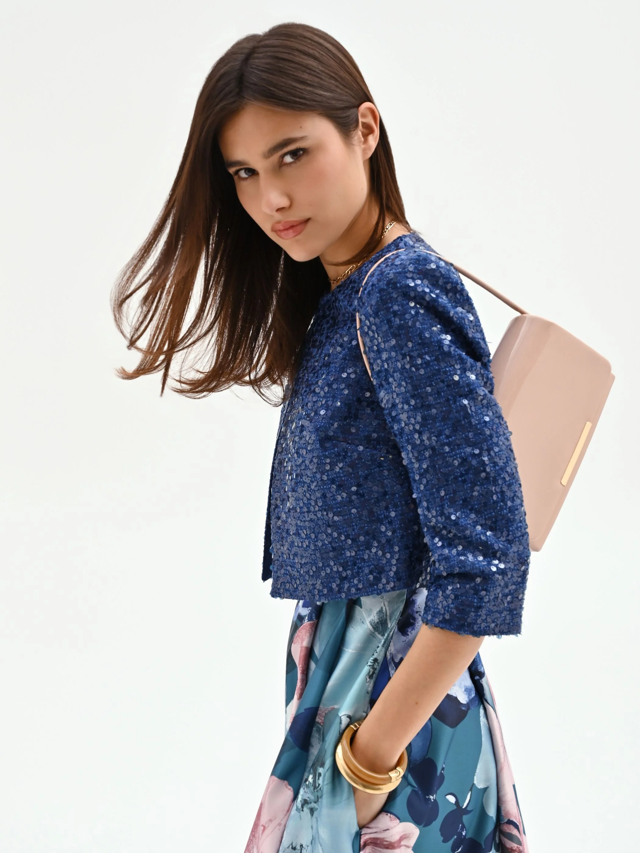 Giacca blu brillante in paillettes - Image 7