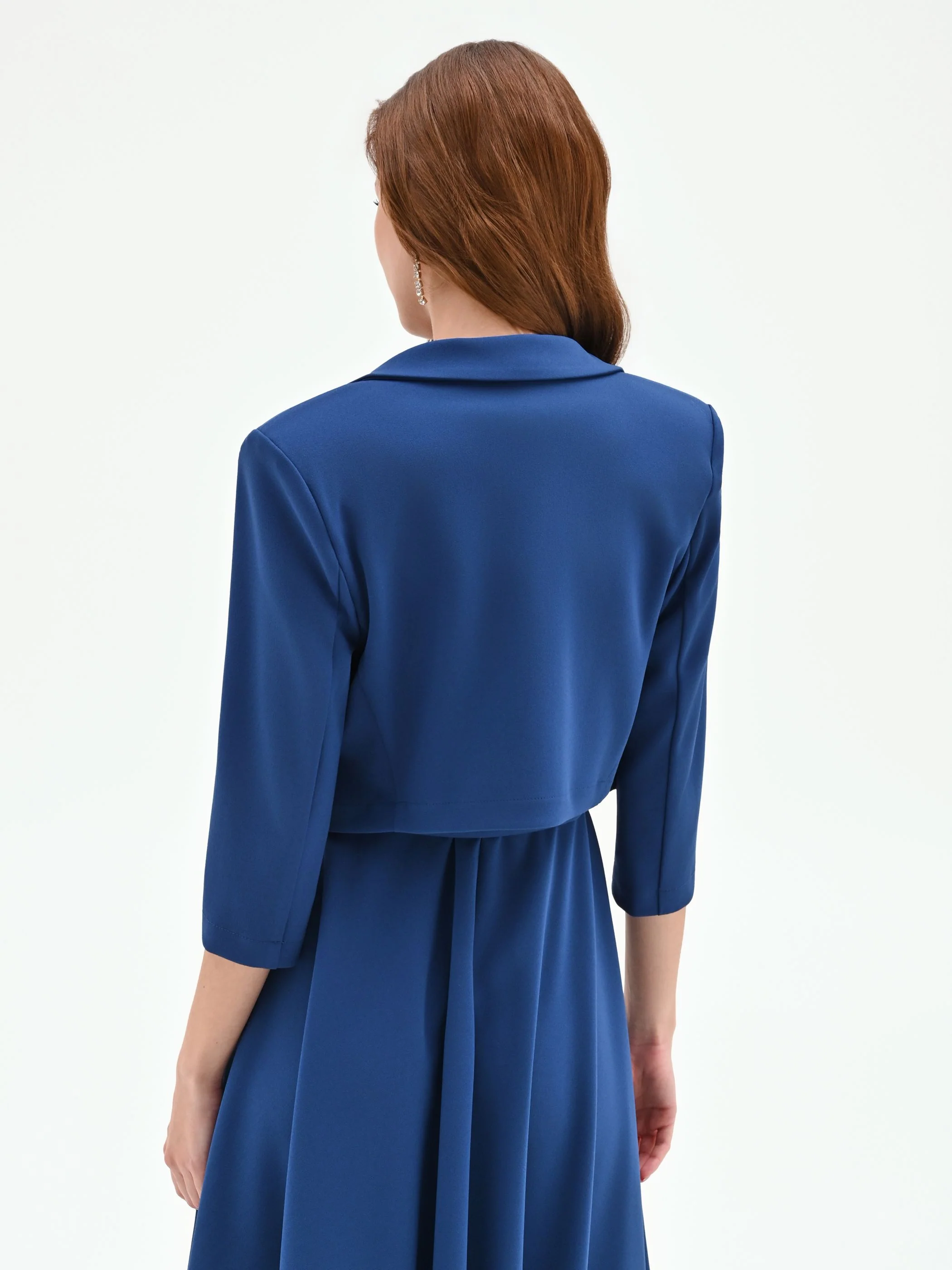 Giacca bolero blu brillante con maniche a tre quarti - Image 2