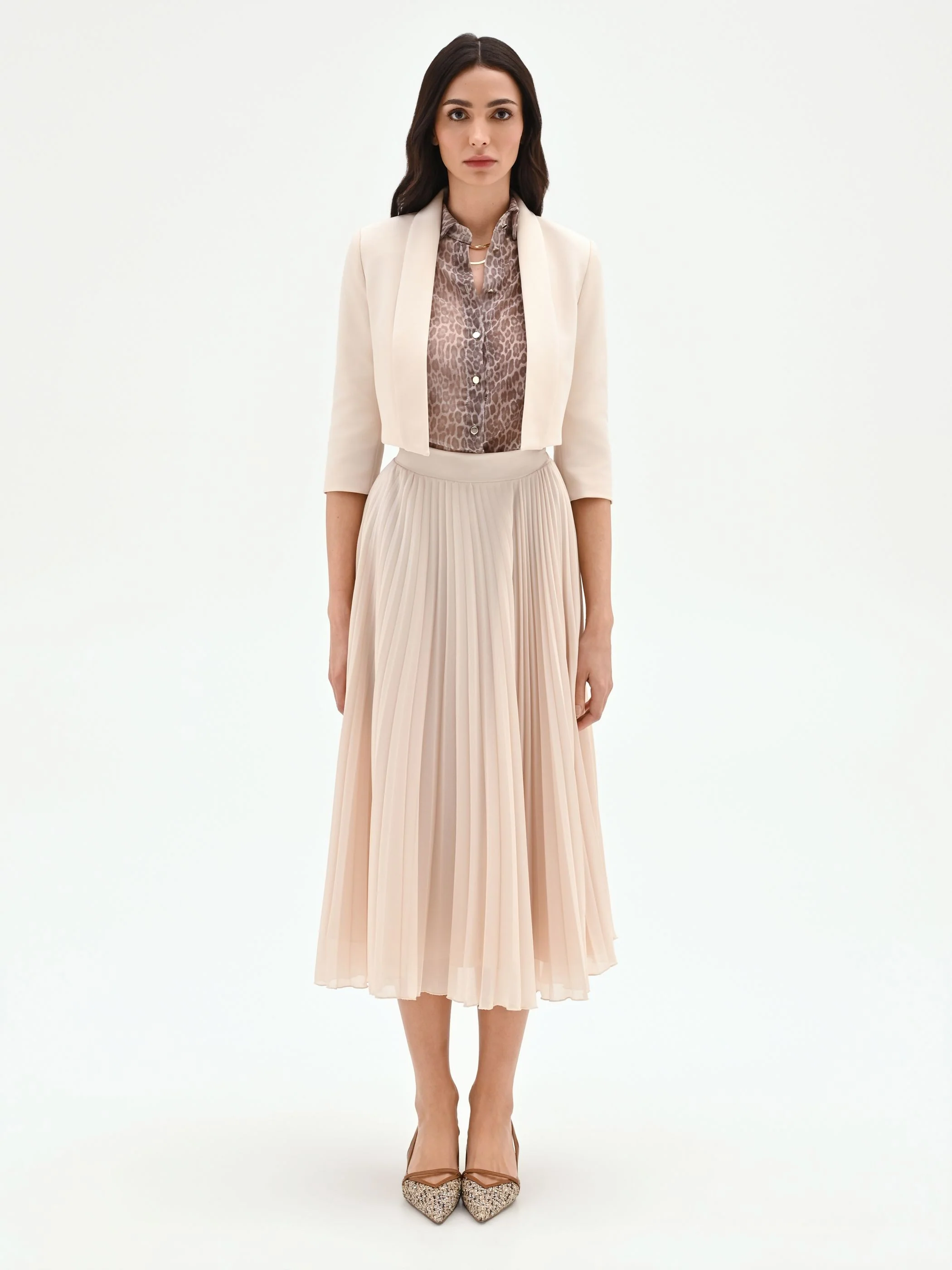 Giacca corta beige chiaro stile bolero - Image 2