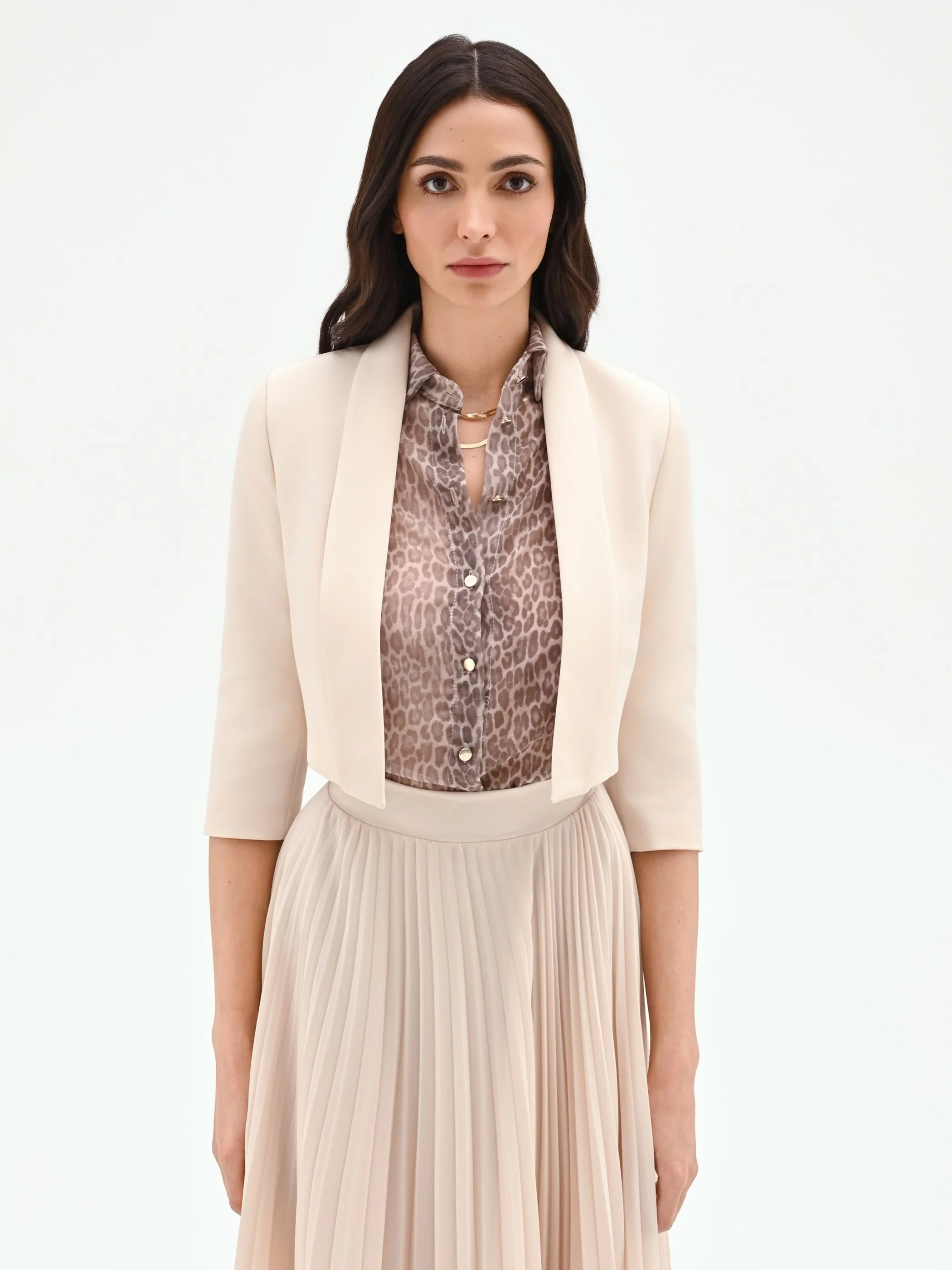Giacca corta beige chiaro stile bolero - Image 4