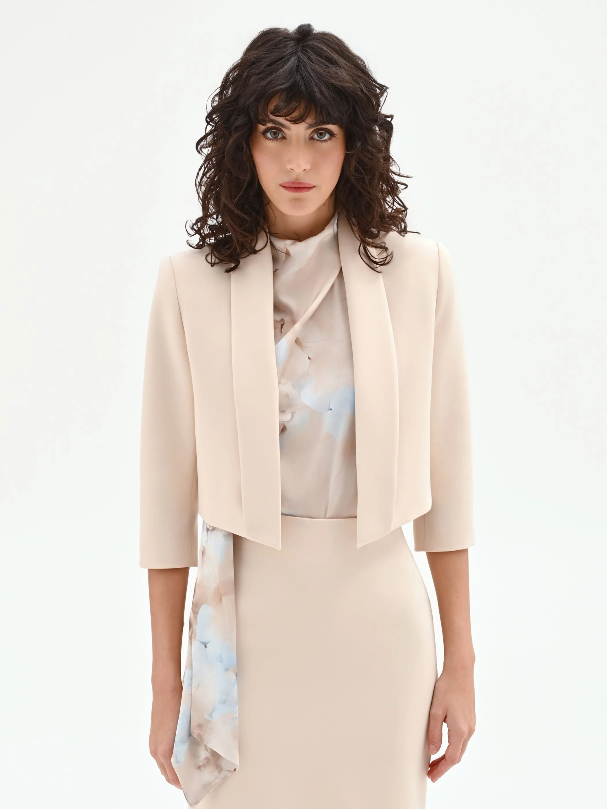 Giacca corta beige chiaro stile bolero - Image 2