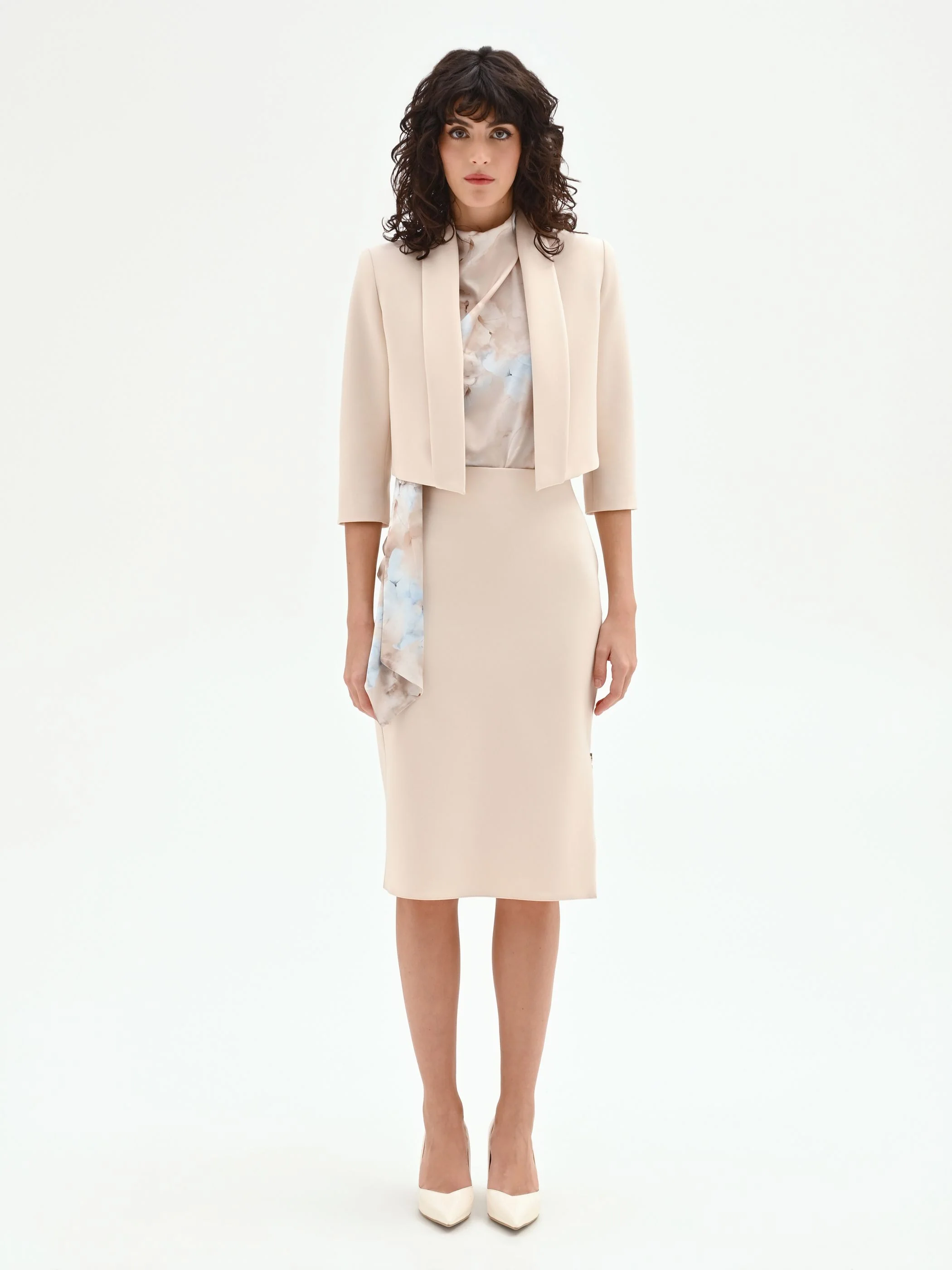 Giacca corta beige chiaro stile bolero - Image 3