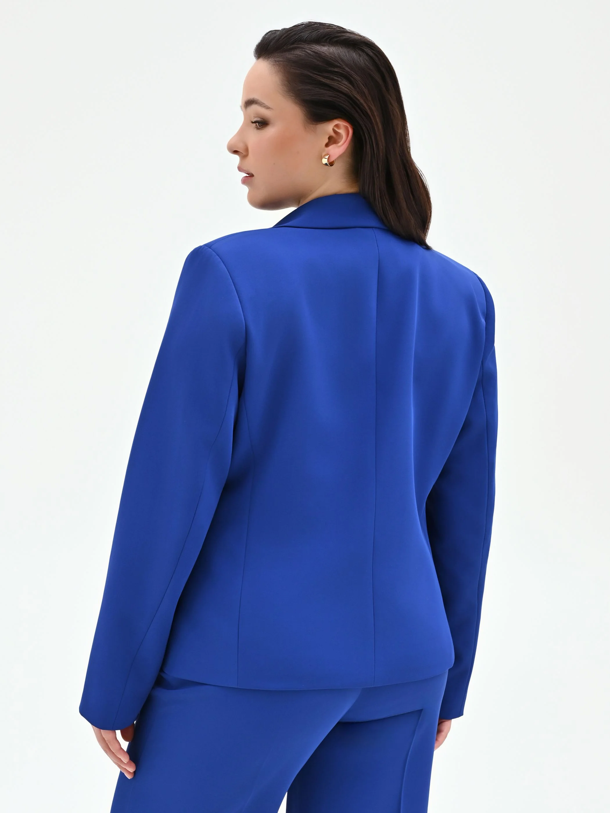 Giacca Curvy blu cina con rever a lancia in cadi - Image 3
