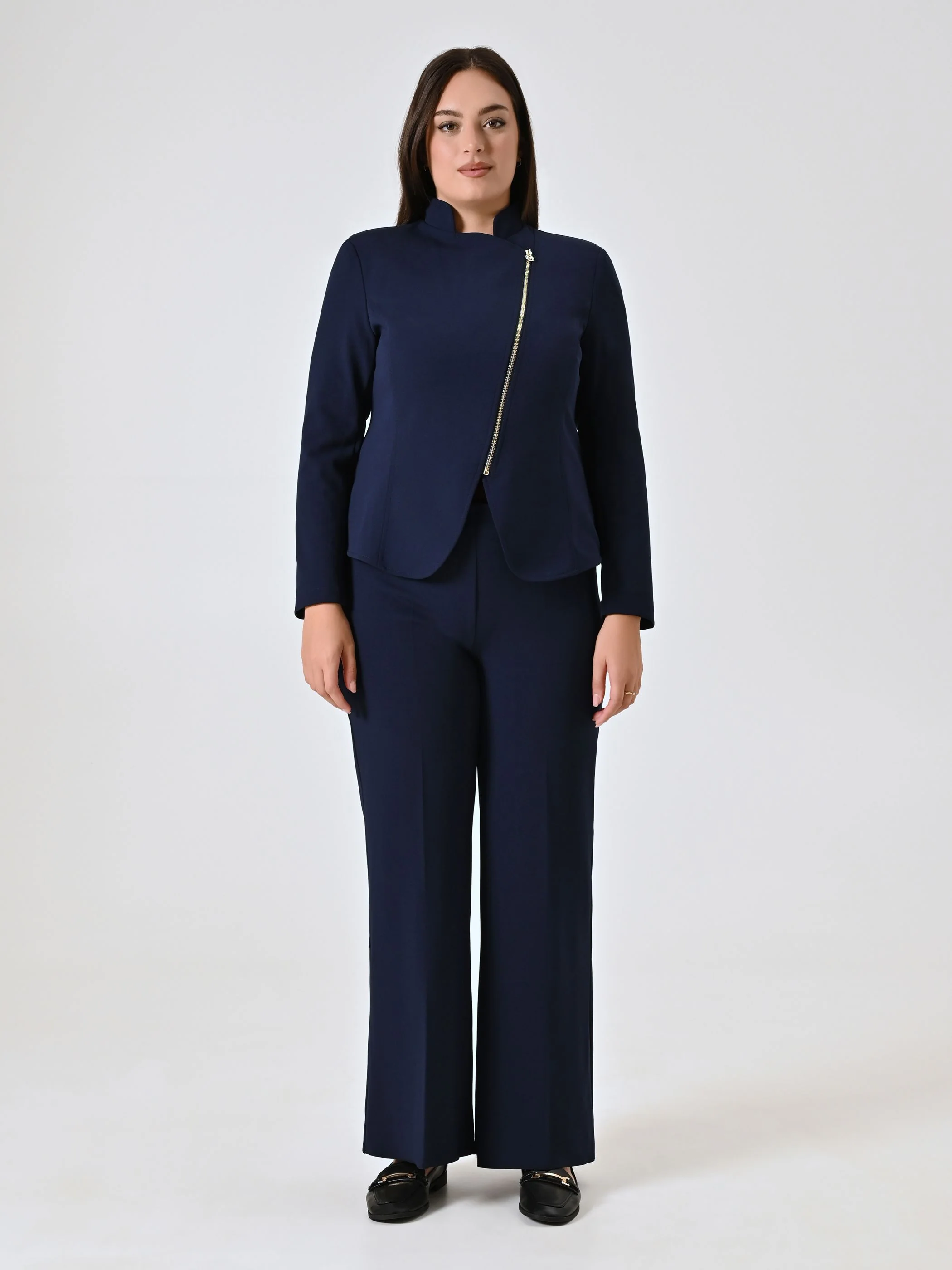 Giacca Curvy con Zip Blu - Image 2
