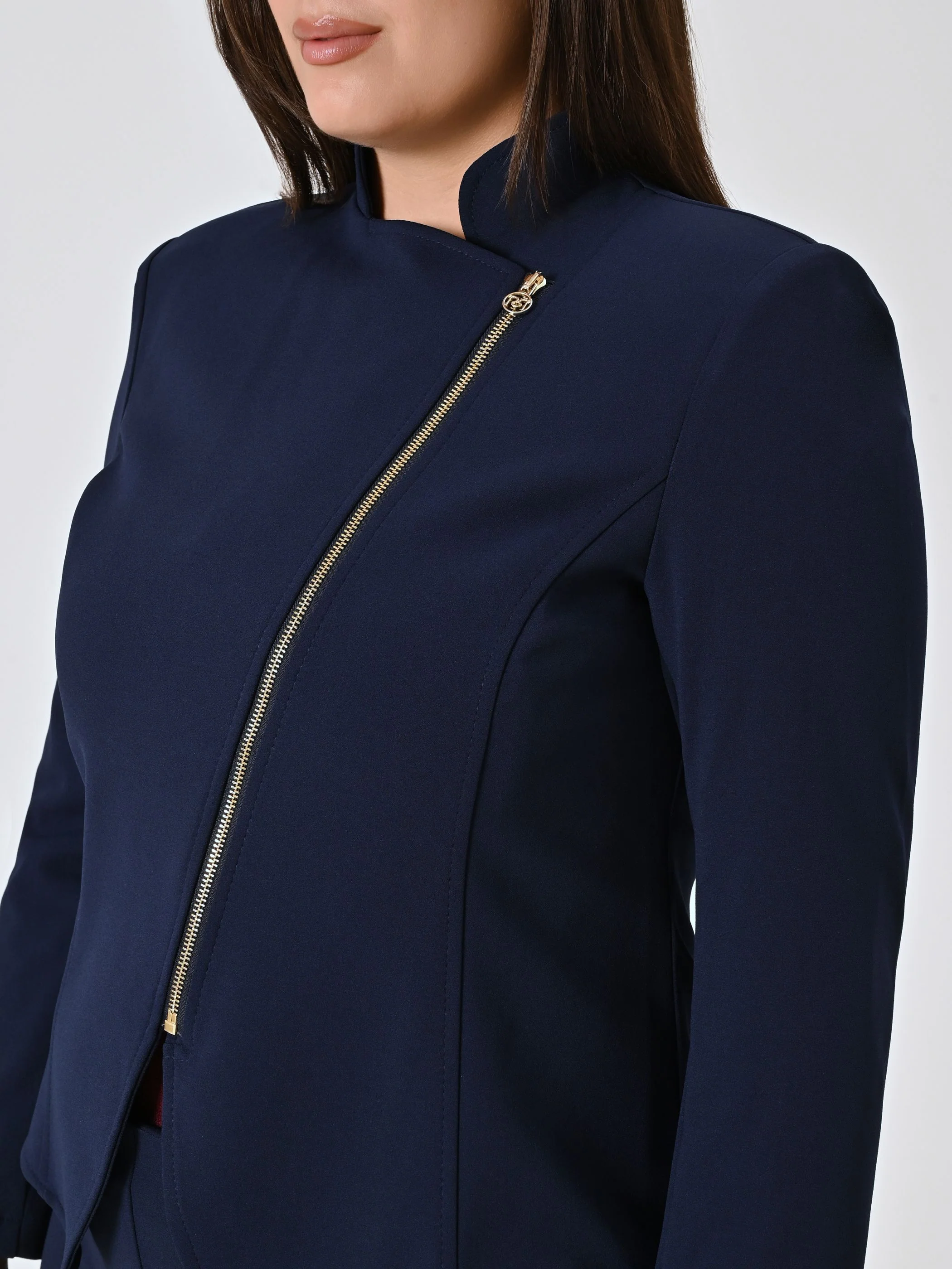 Giacca Curvy con Zip Blu - Image 3