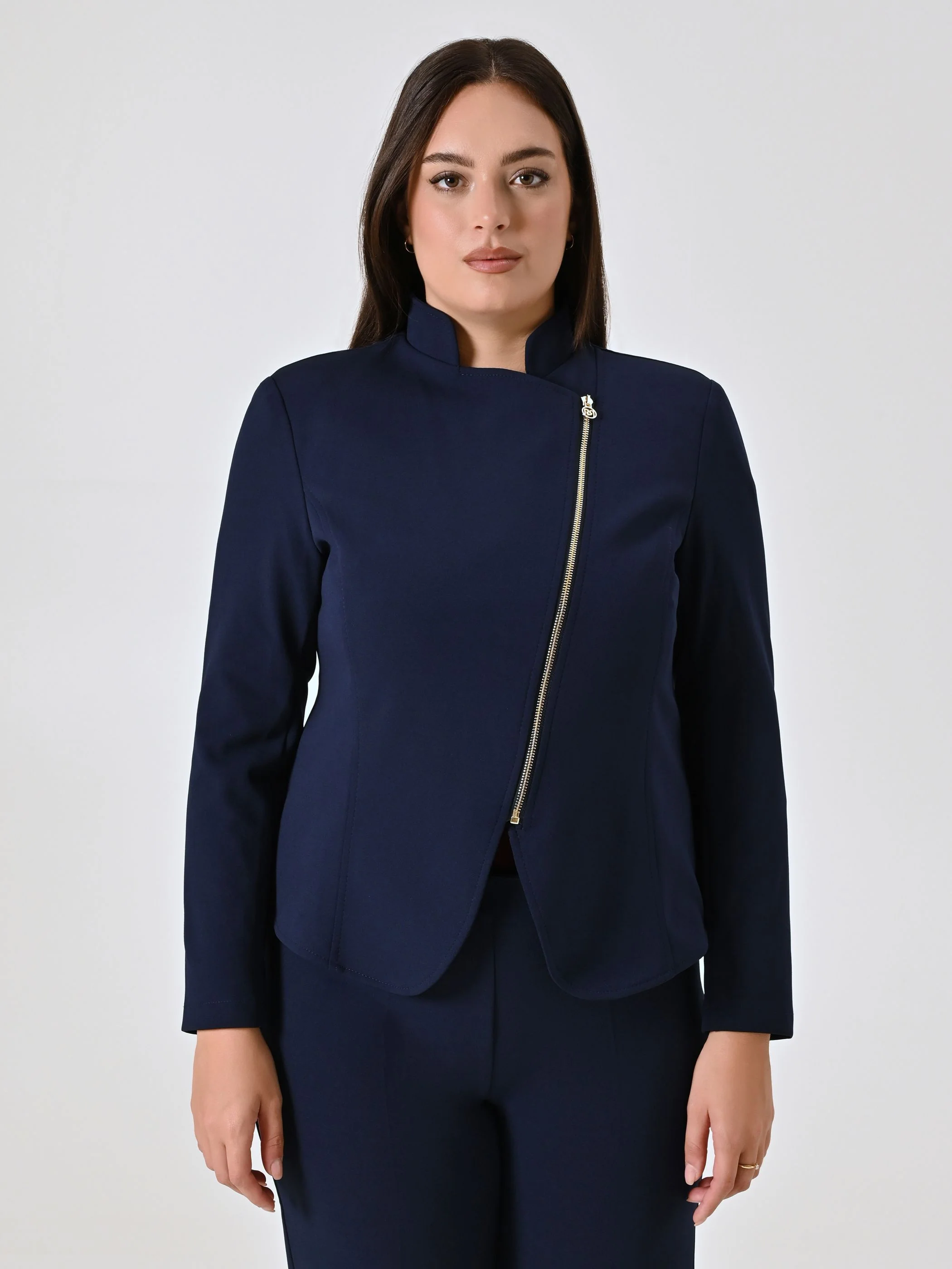 Giacca Curvy con Zip Blu - Image 4