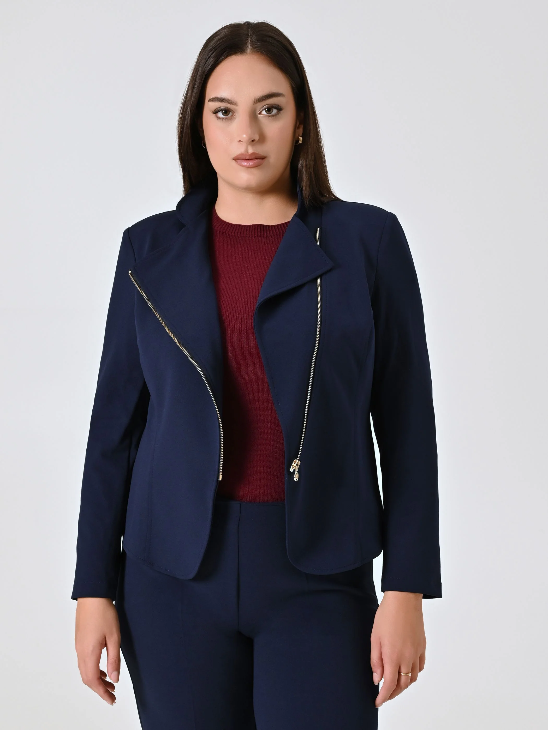 Giacca Curvy con Zip Blu - Image 5