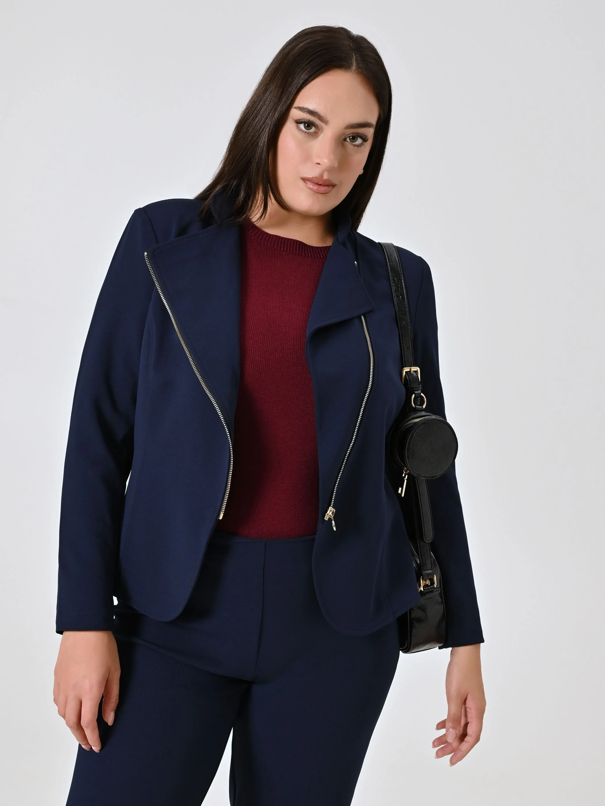 Giacca Curvy con Zip Blu - Image 6