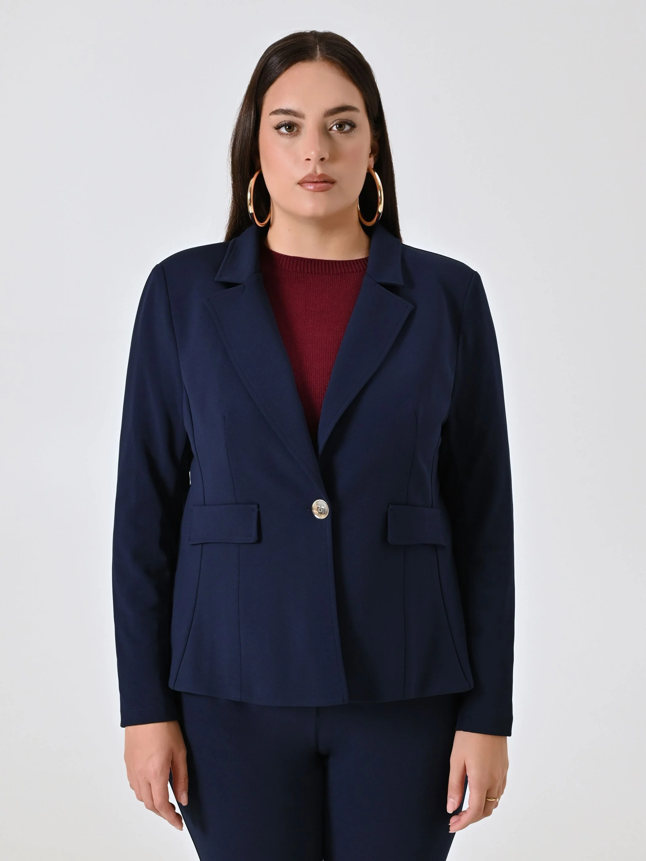 Giacca Curvy Monobottone Blu - Image 3