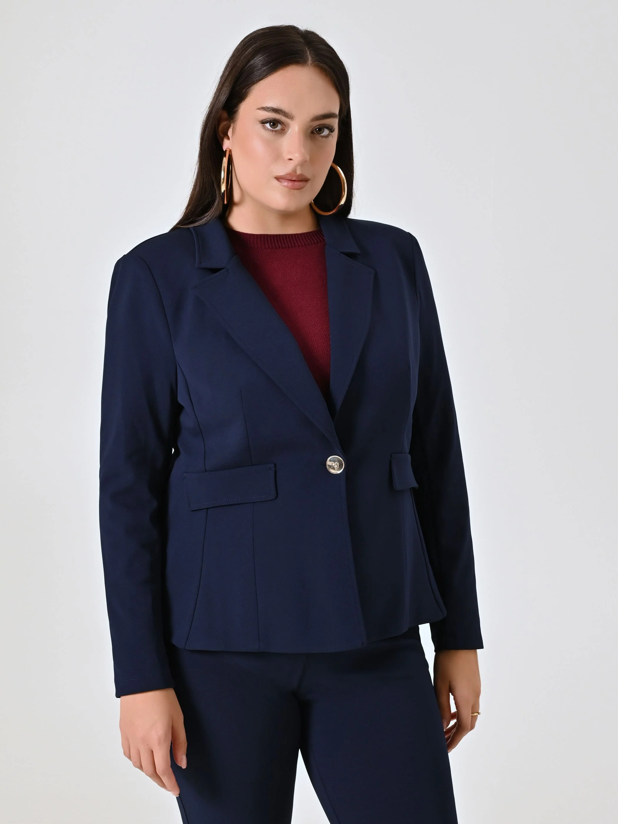 Giacca Curvy Monobottone Blu - Image 5