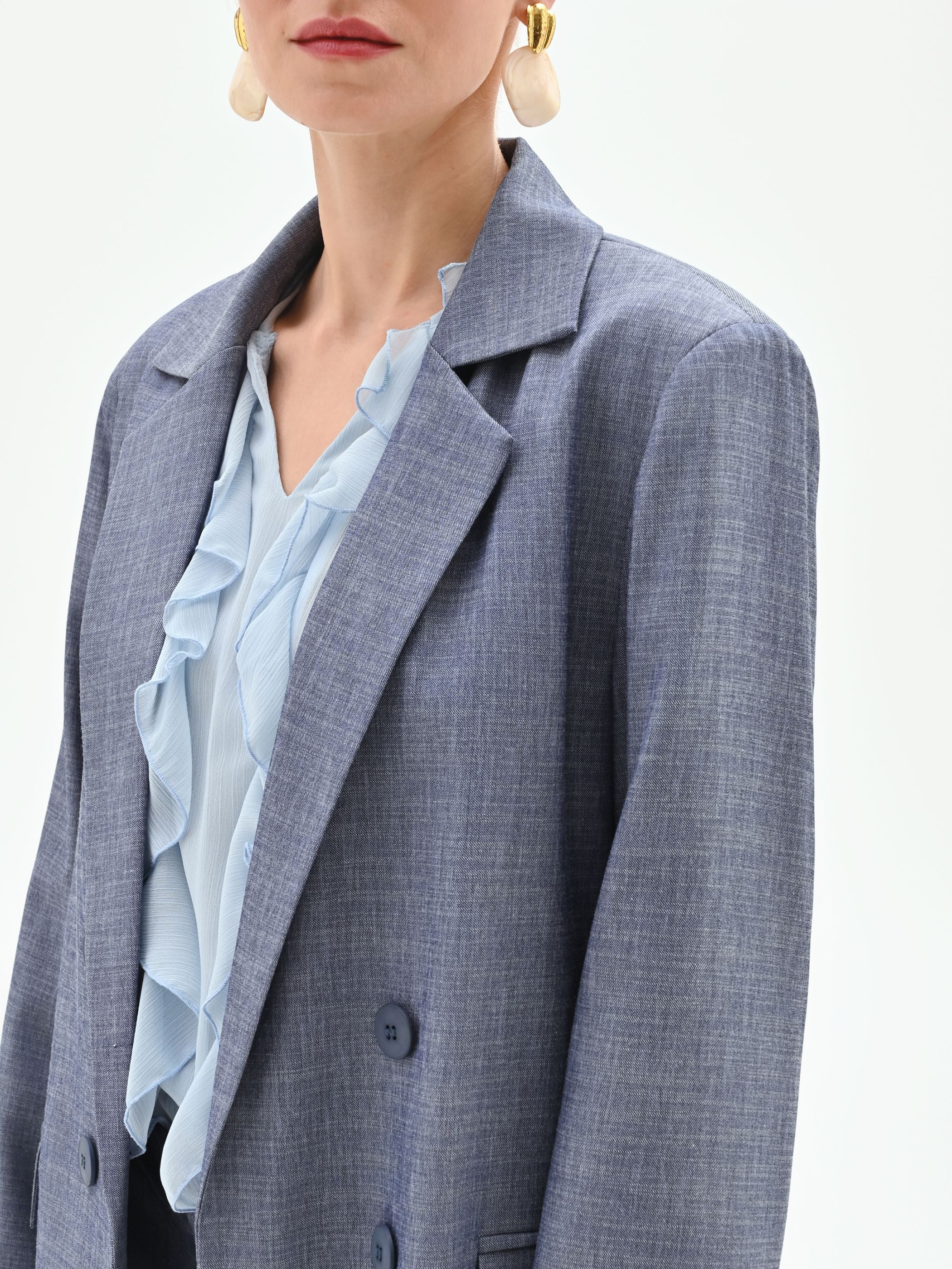 Giacca doppiopetto in chambray - Image 4
