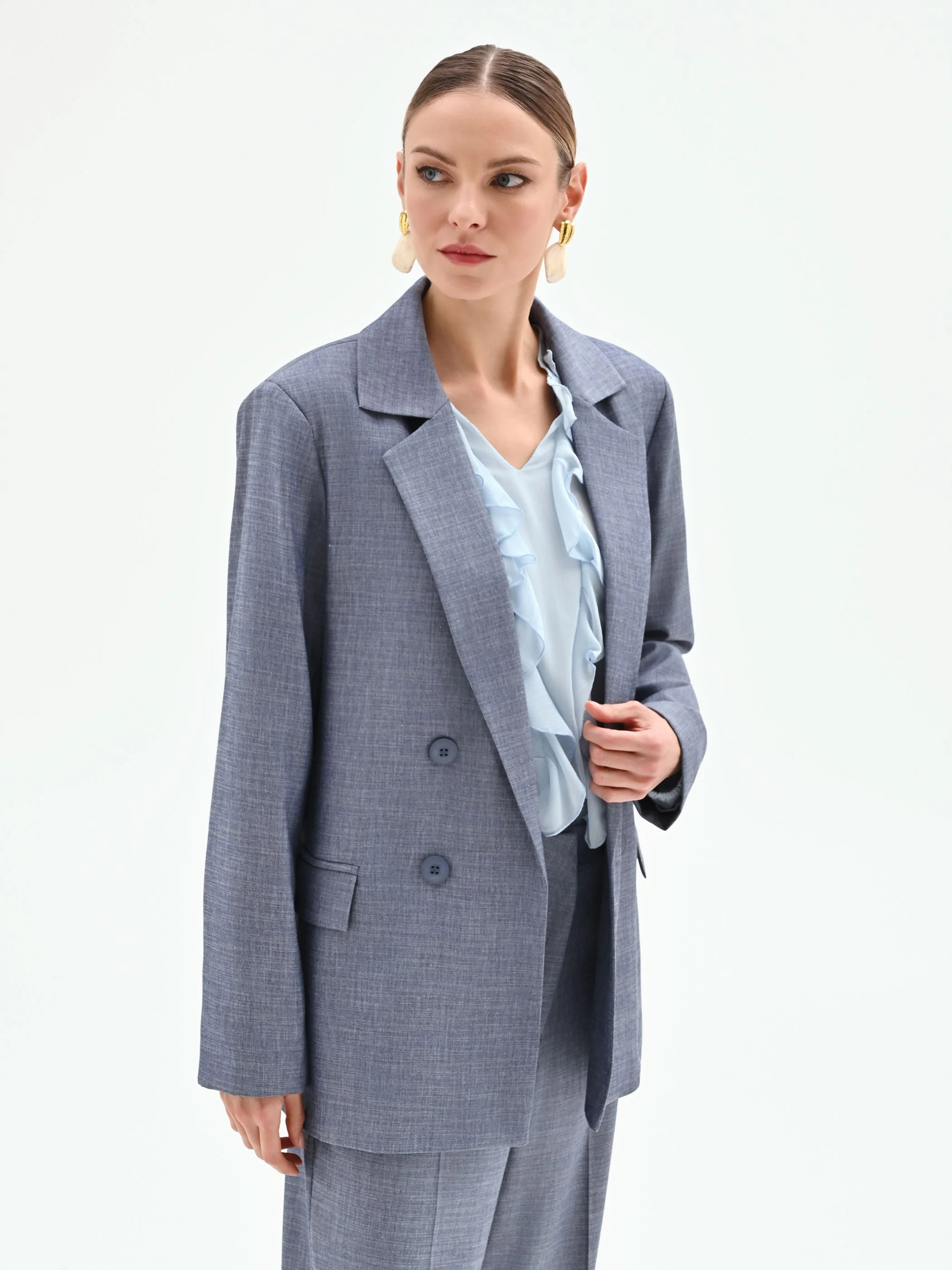 Giacca doppiopetto in chambray - Image 5