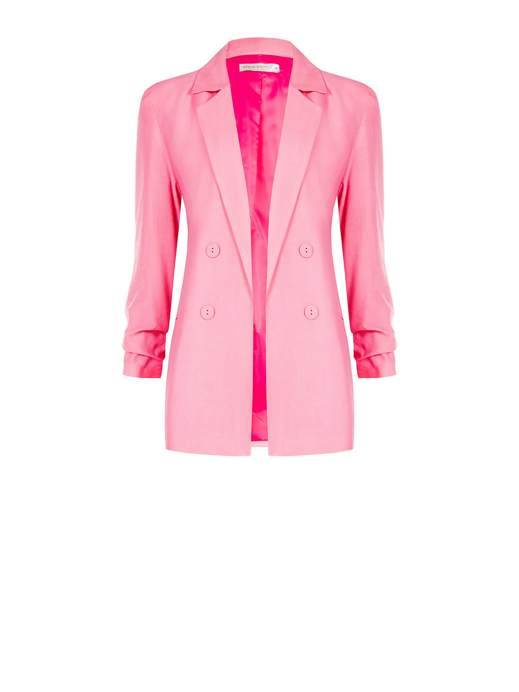 Giacca doppiopetto rosa con finitura satinata - Image 6