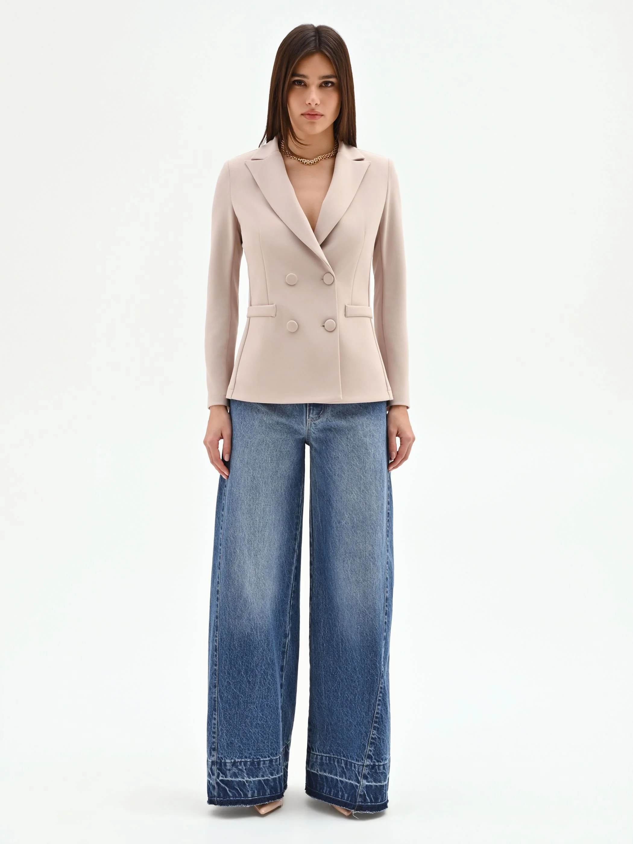 Giacca doppiopetto tortora beige