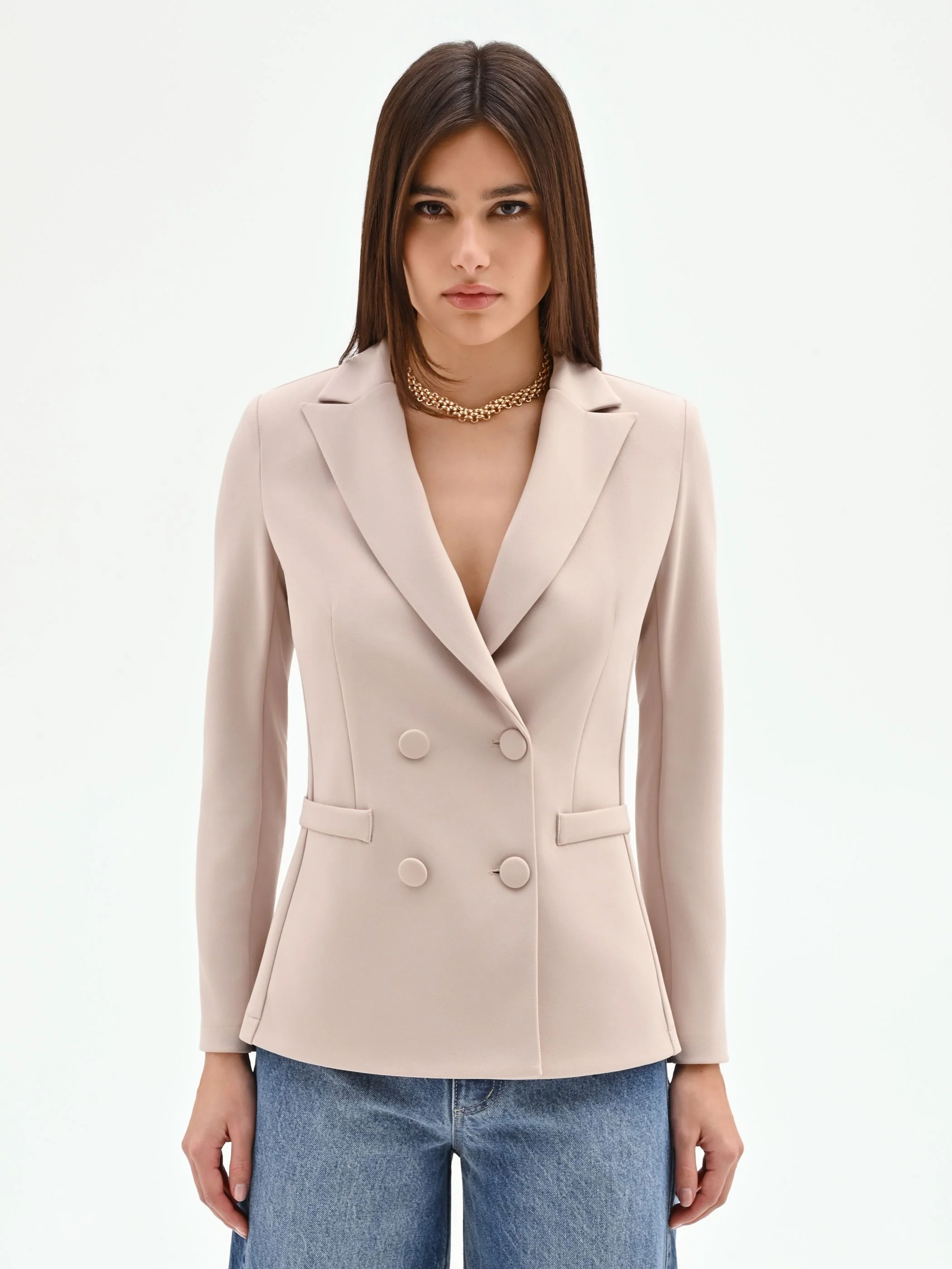Giacca doppiopetto tortora beige - Image 2