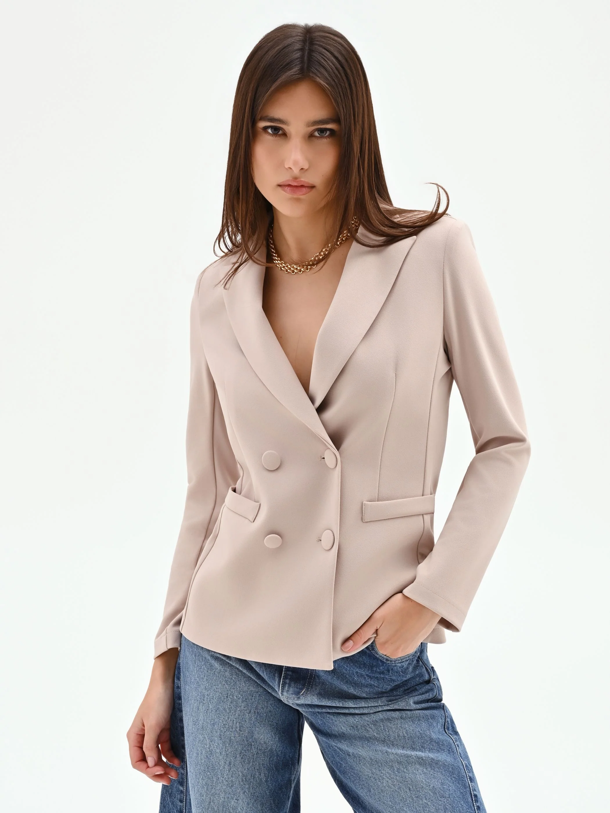 Giacca doppiopetto tortora beige - Image 5