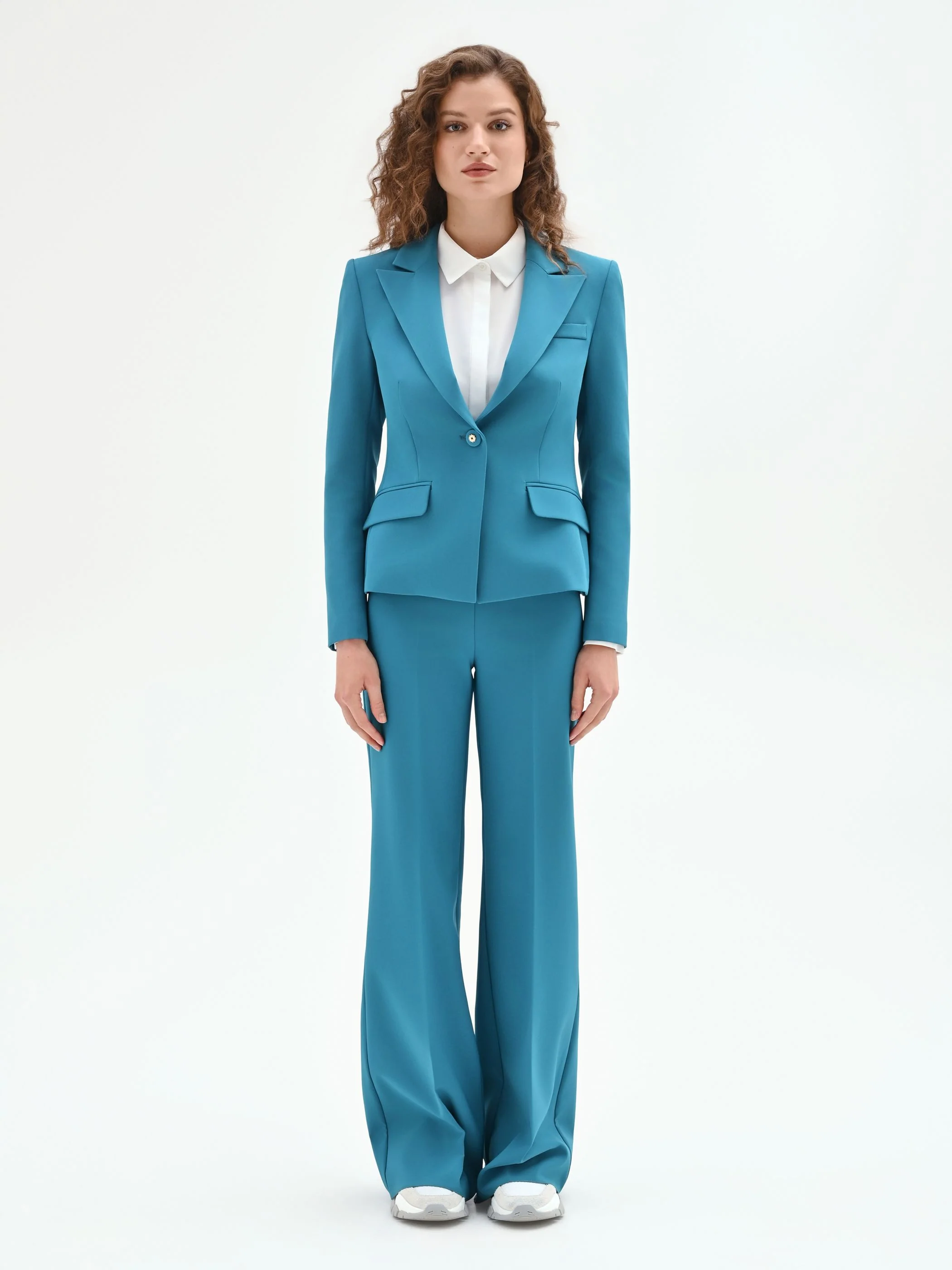 Giacca monobottone in blu ottanio