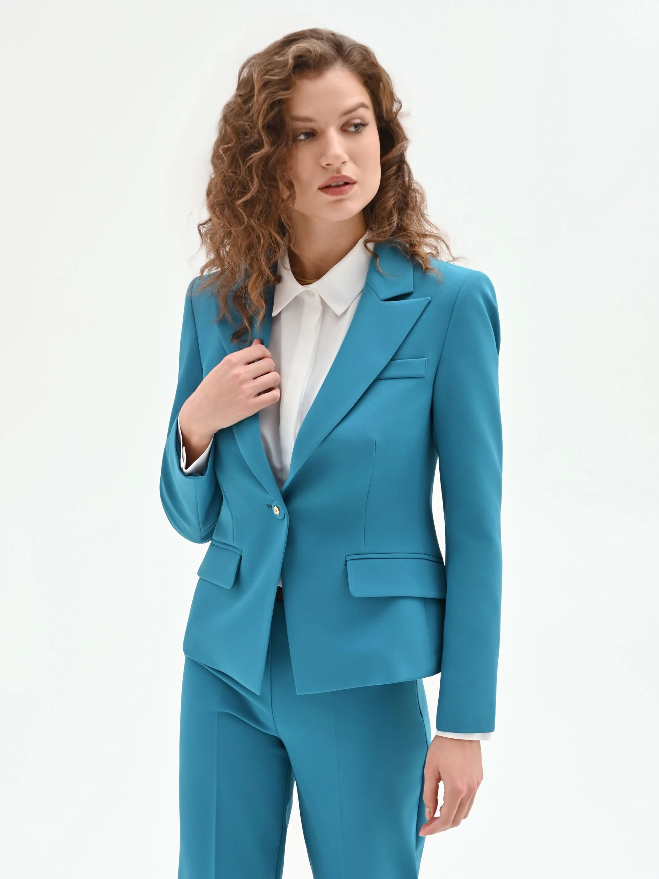 Giacca monobottone in blu ottanio - Image 5