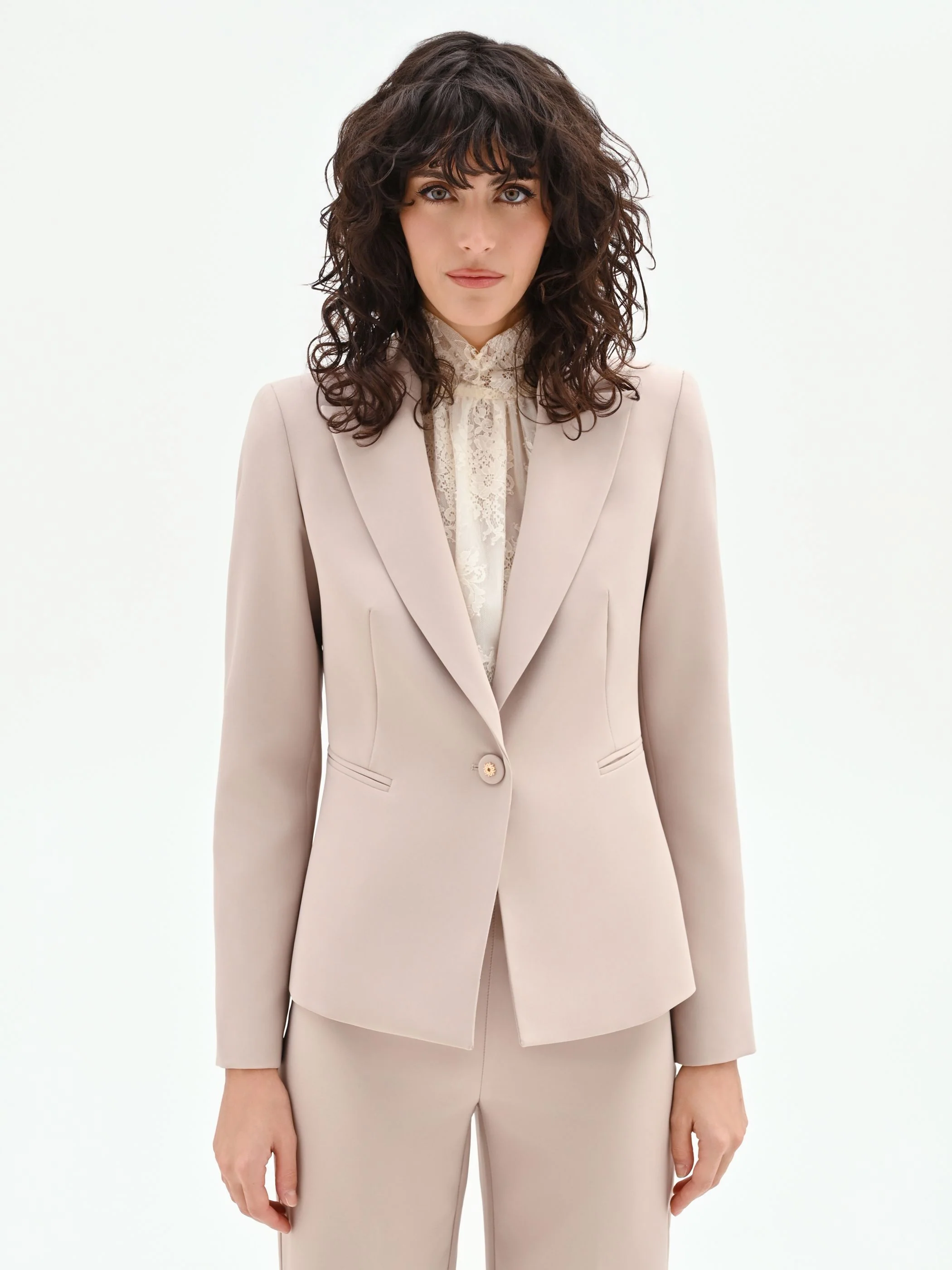 Giacca monopetto tortora beige - Image 2
