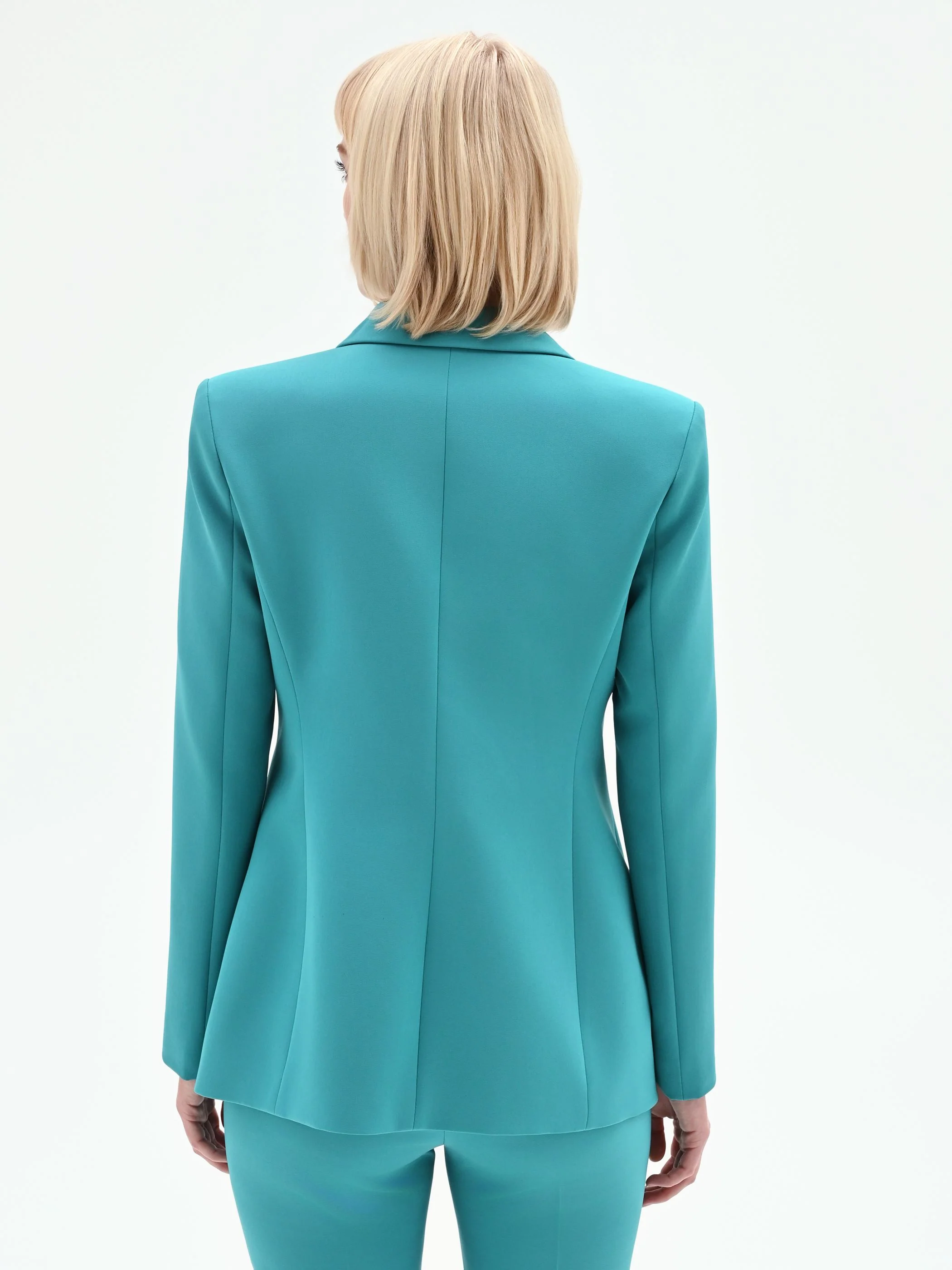 Giacca studio asimmetrica drappeggiata verde smeraldo - Image 3