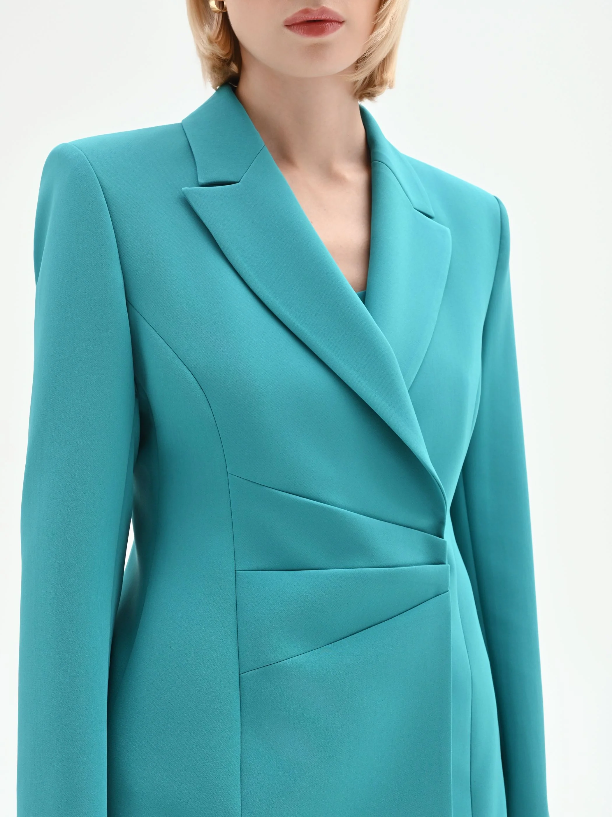 Giacca studio asimmetrica drappeggiata verde smeraldo - Image 5