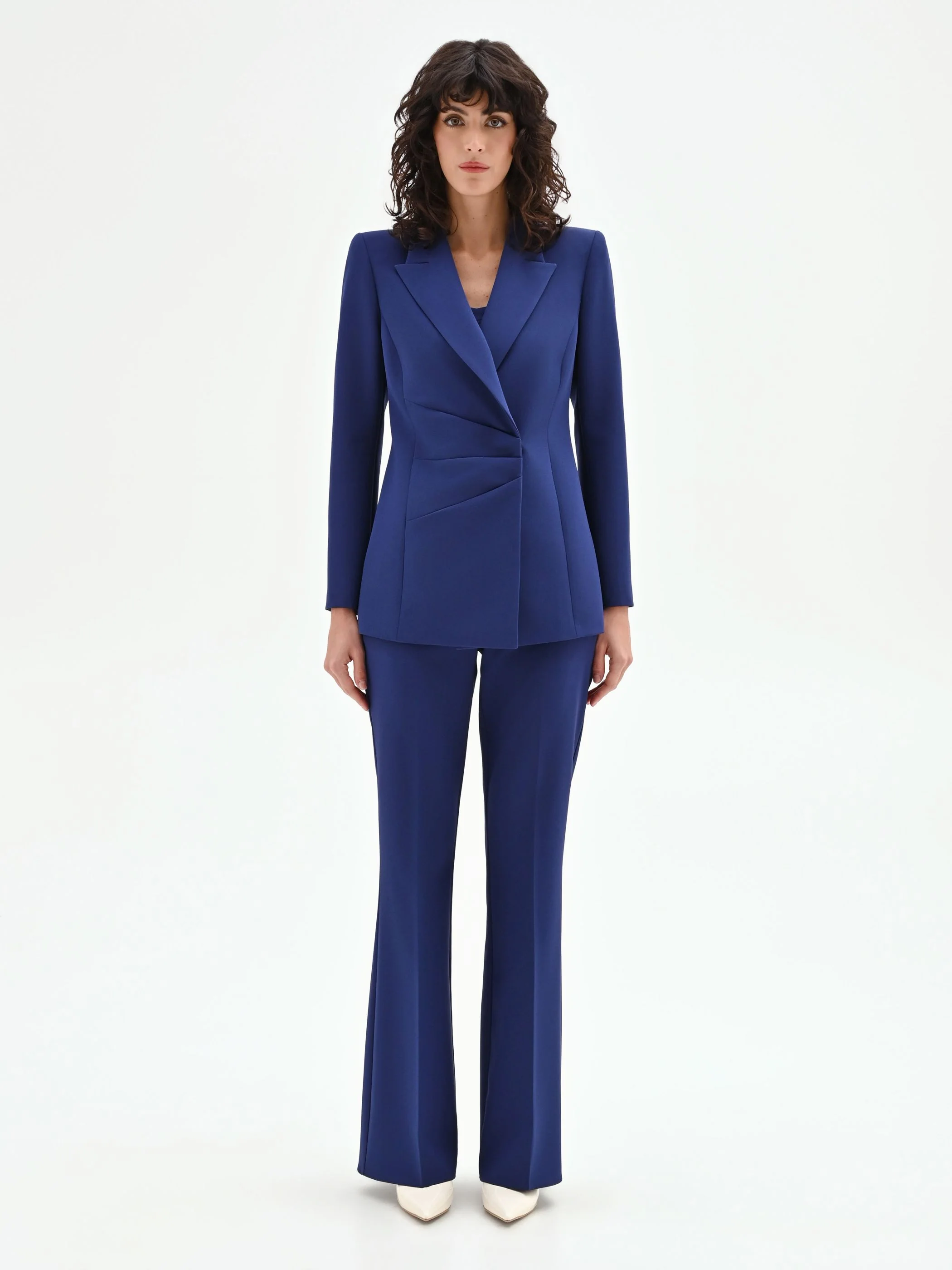 Giacca Studio blu indaco con drappeggio laterale