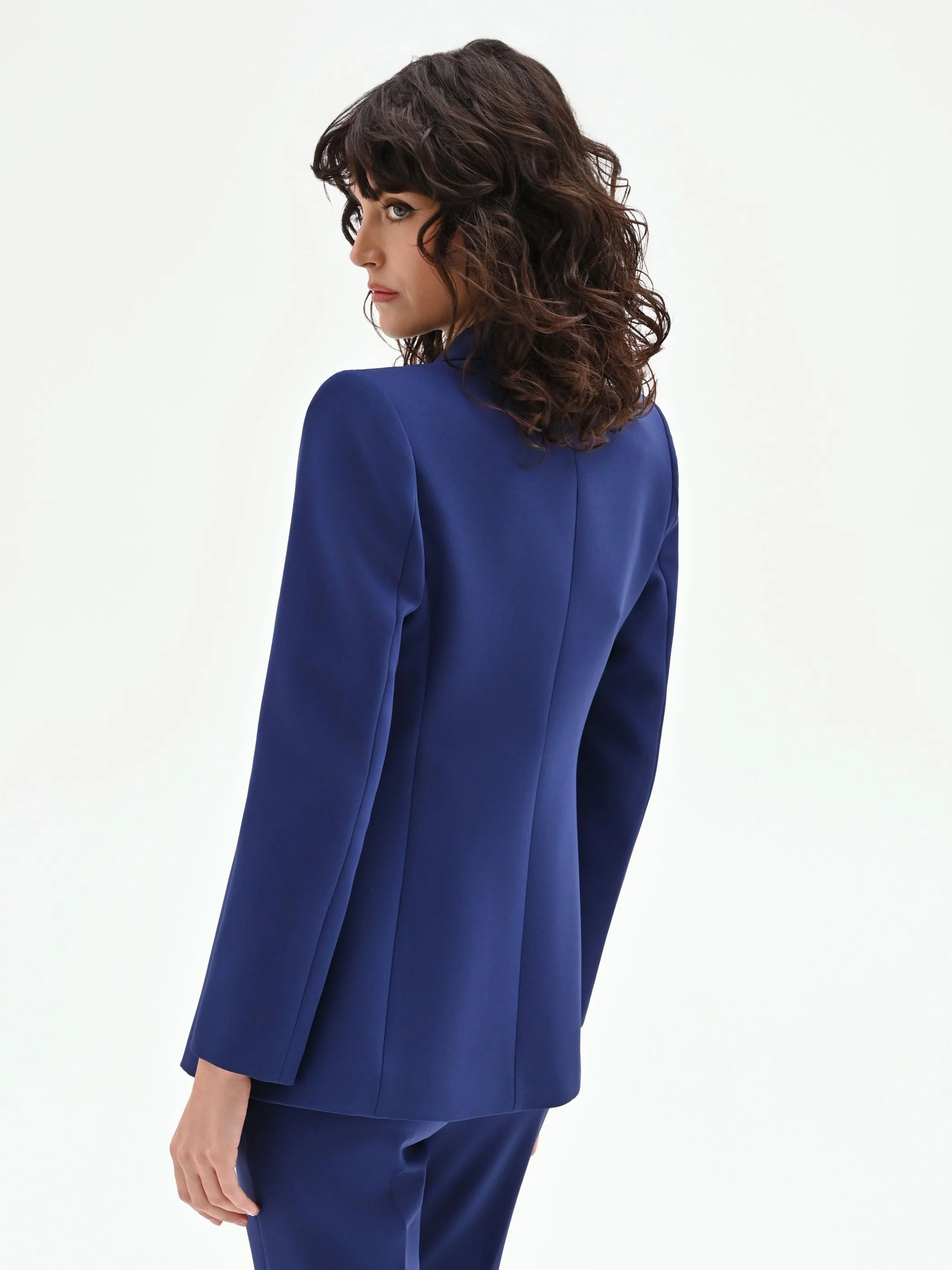Giacca Studio blu indaco con drappeggio laterale - Image 3