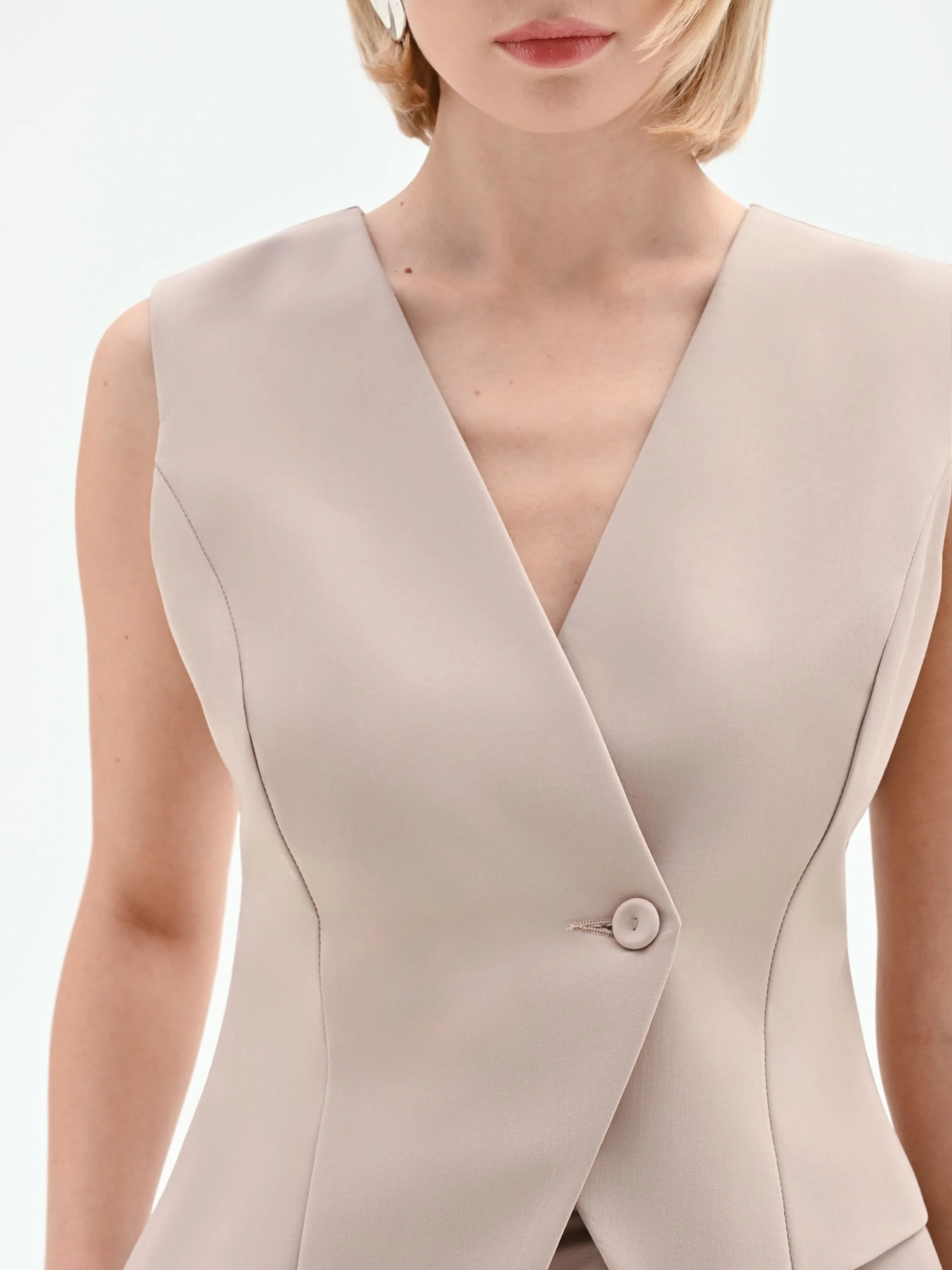 Gilet asimmetrico tortora beige - Image 3