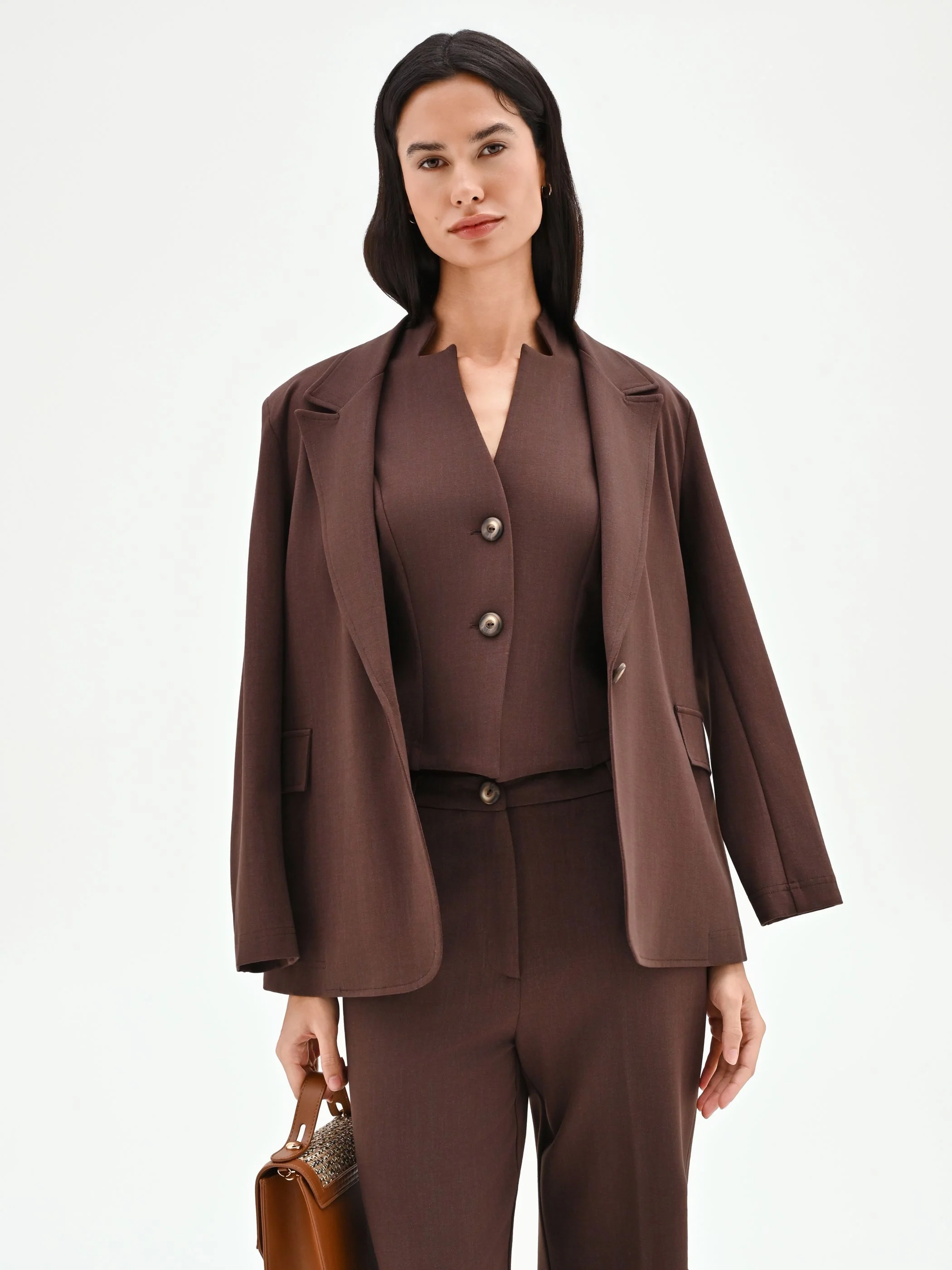 Gilet cioccolato con revers a punta - Image 6