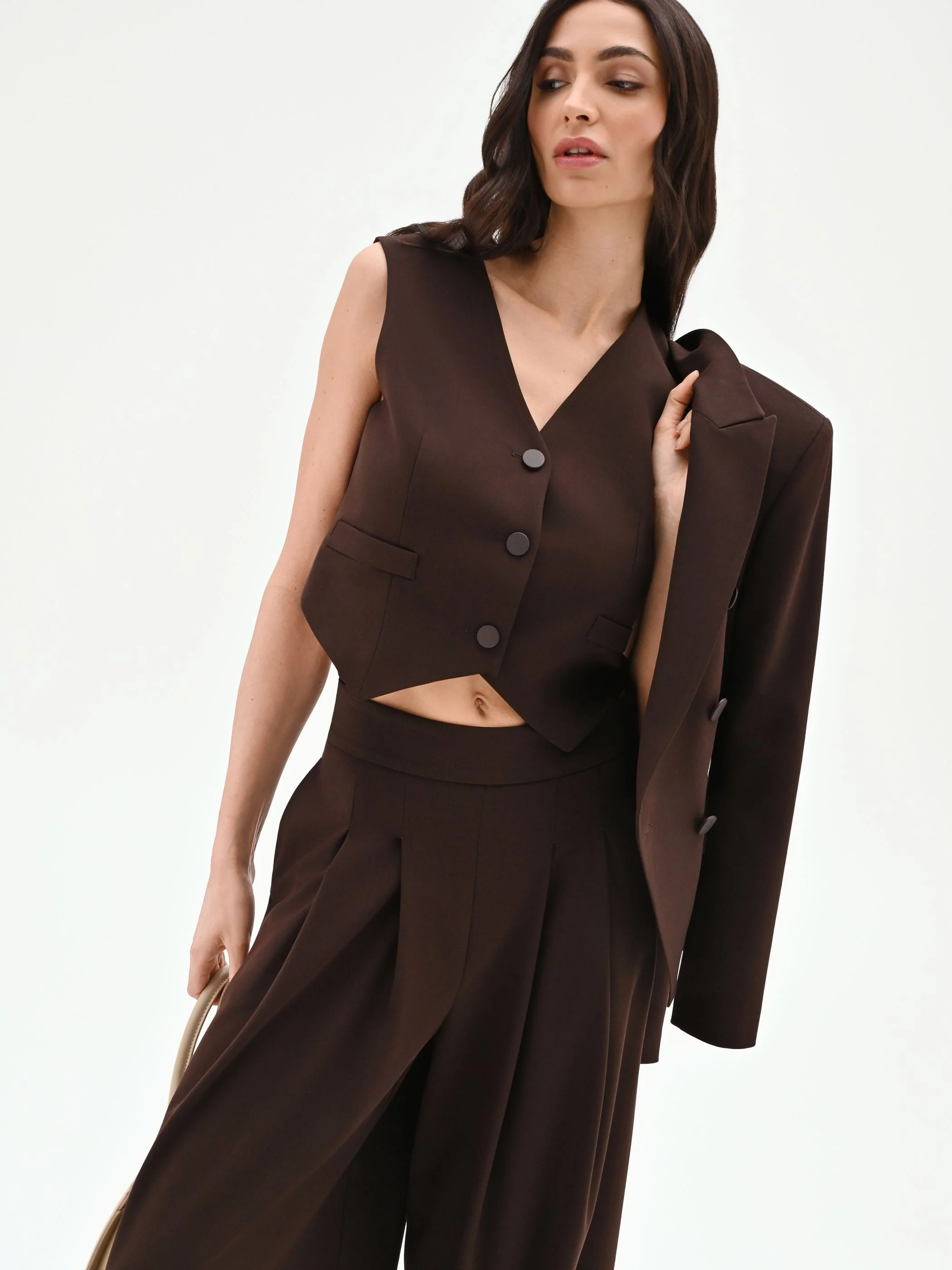 Gilet cropped moro marrone - Image 6