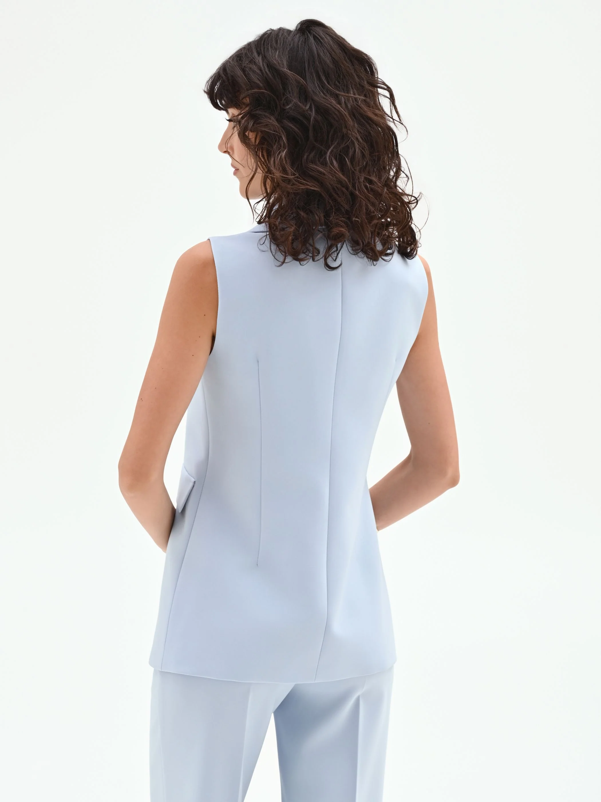 Gilet monopetto cielo azzurro con revers a lancia - Image 4