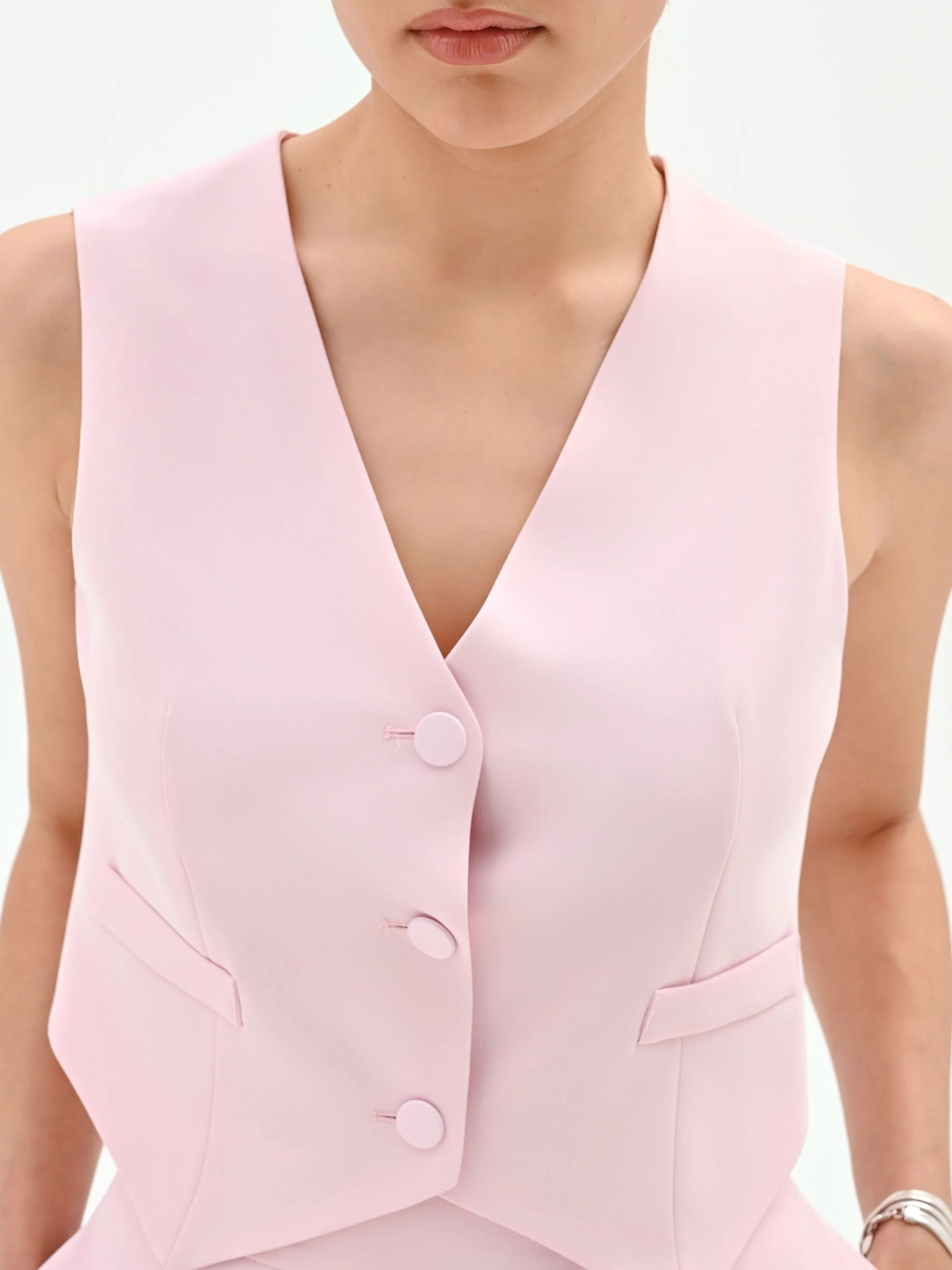 Gilet monopetto rosa pastello - Image 4