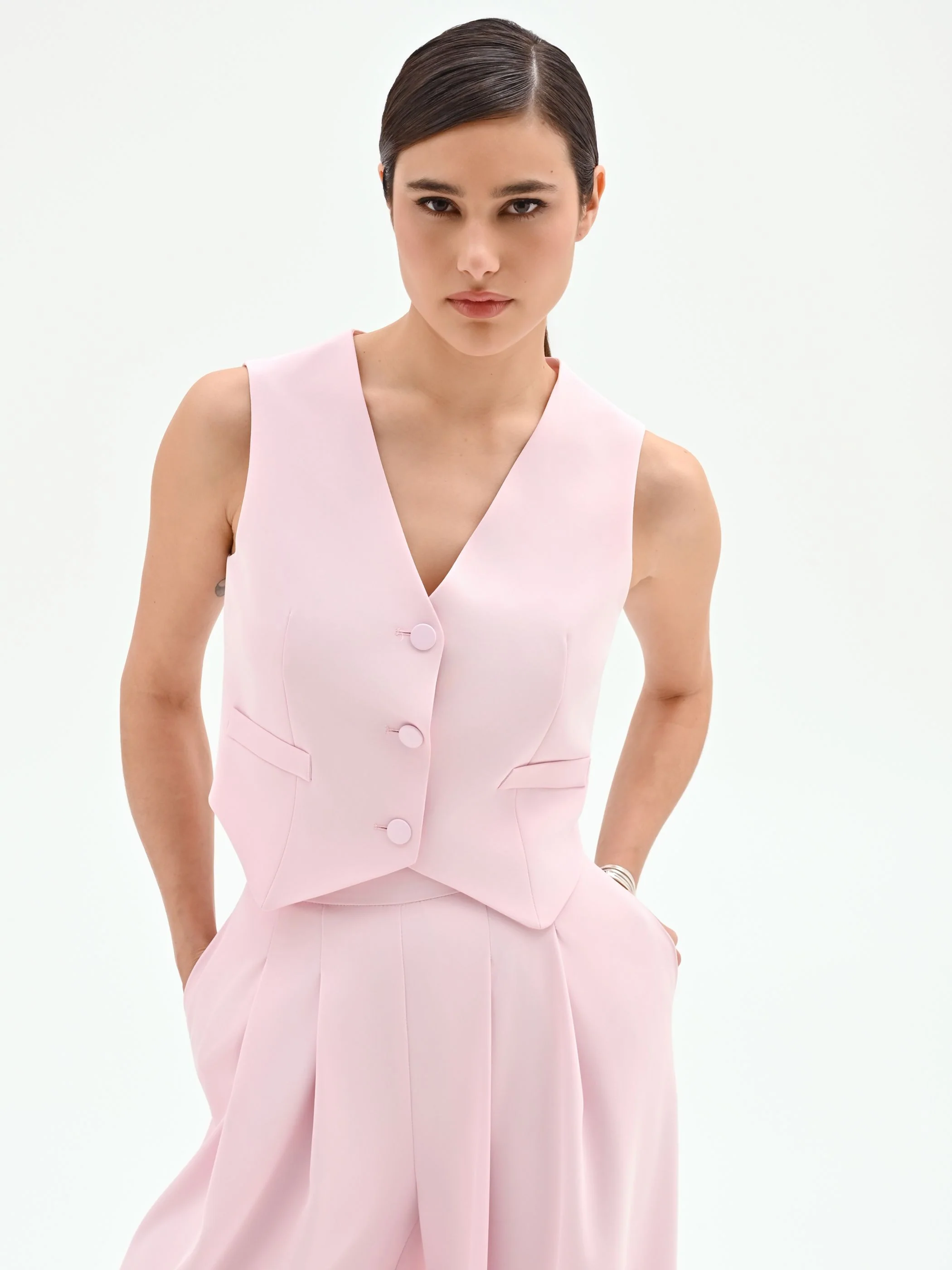 Gilet monopetto rosa pastello - Image 5