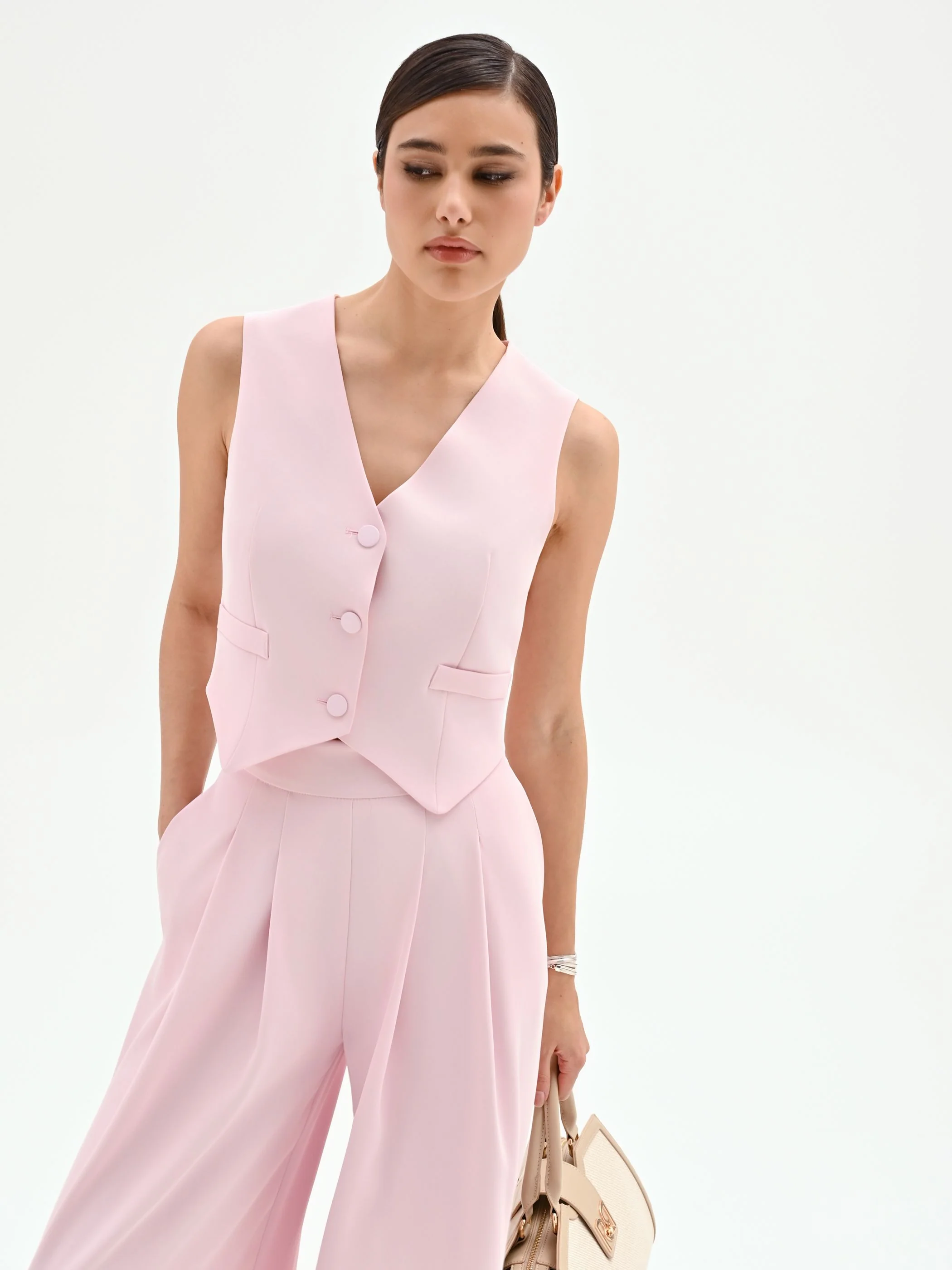 Gilet monopetto rosa pastello - Image 7