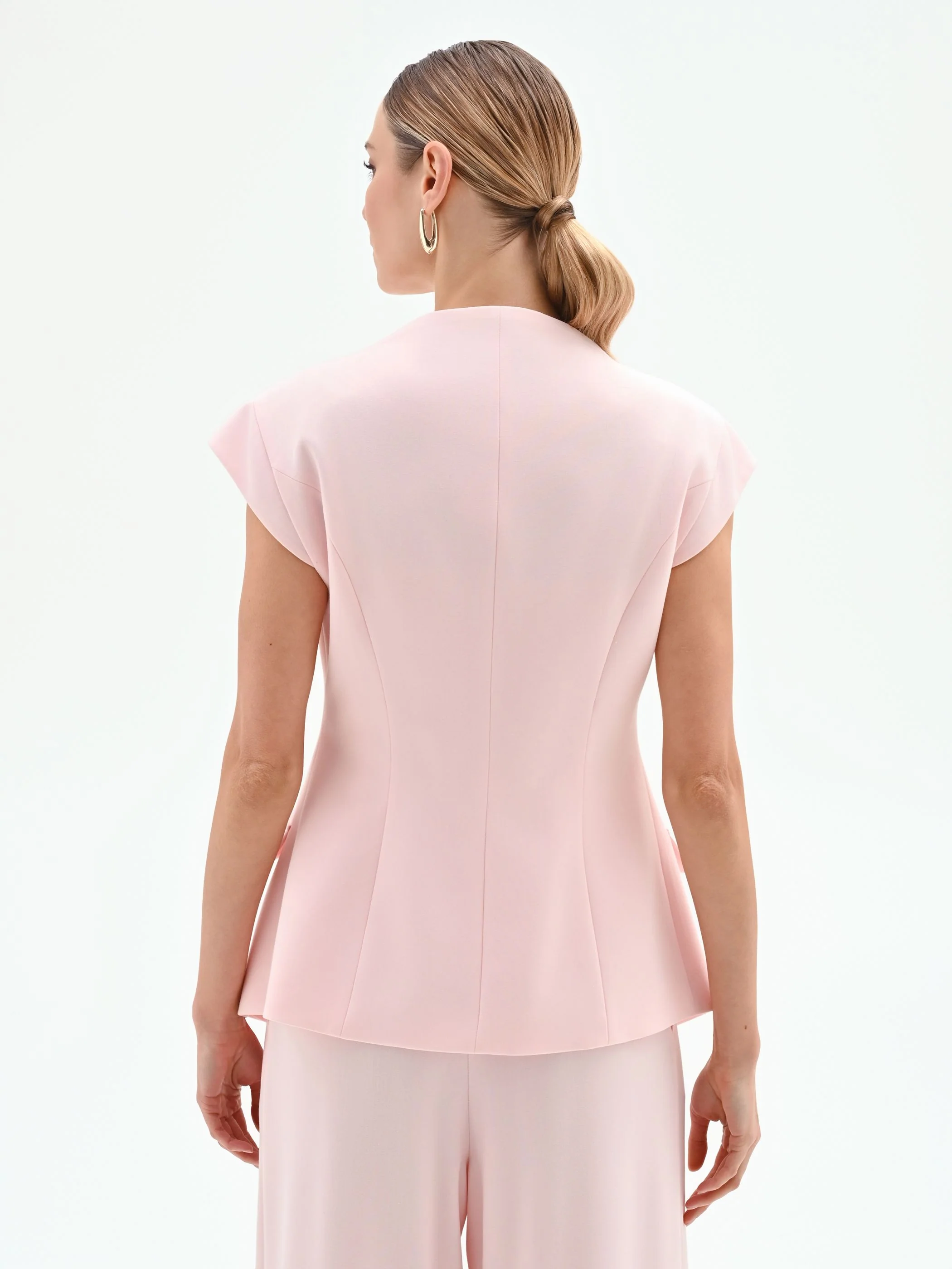 Gilet monopetto rosa pastello - Image 3