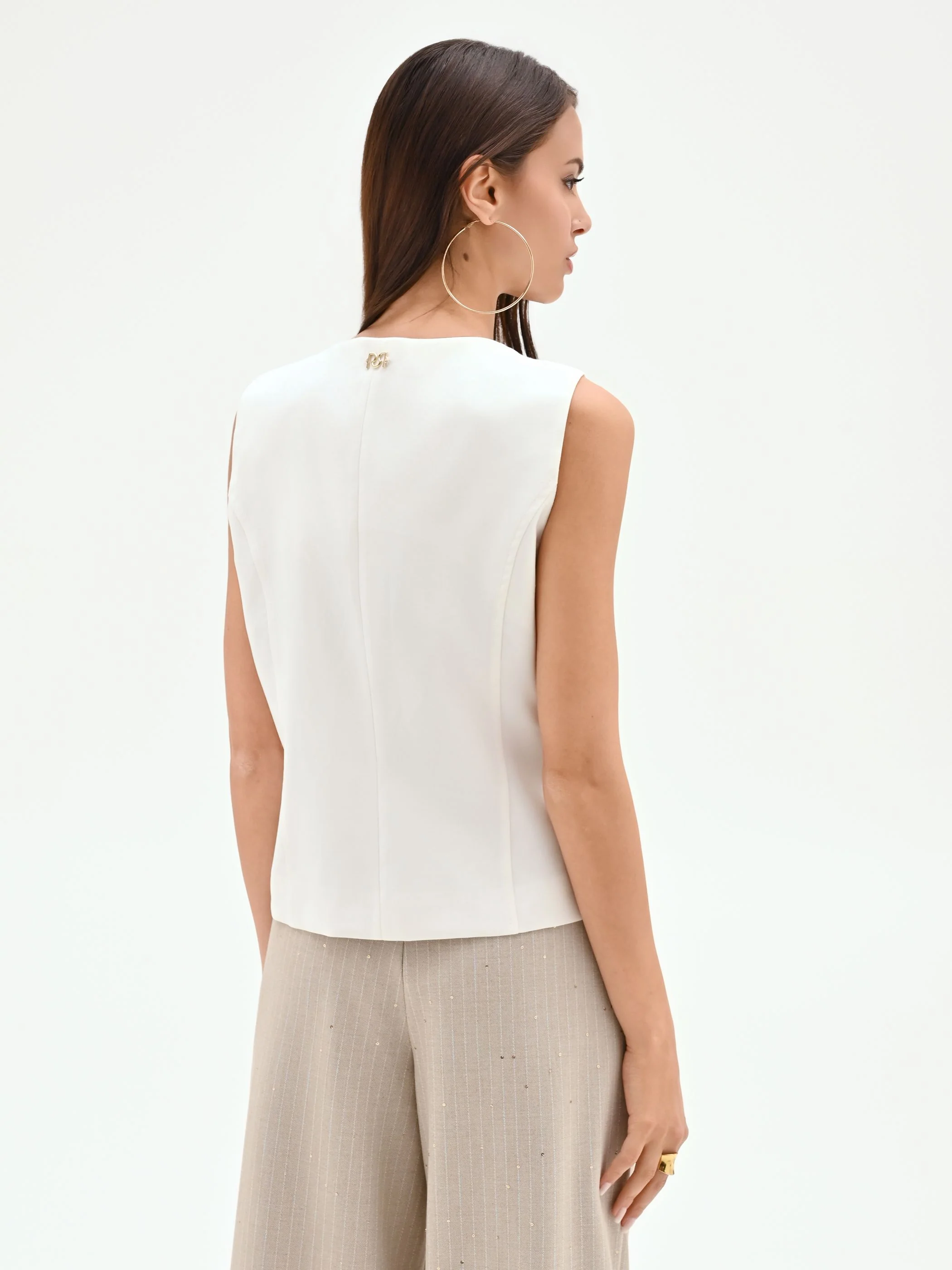 Gilet panna bianco dal taglio definito - Image 3