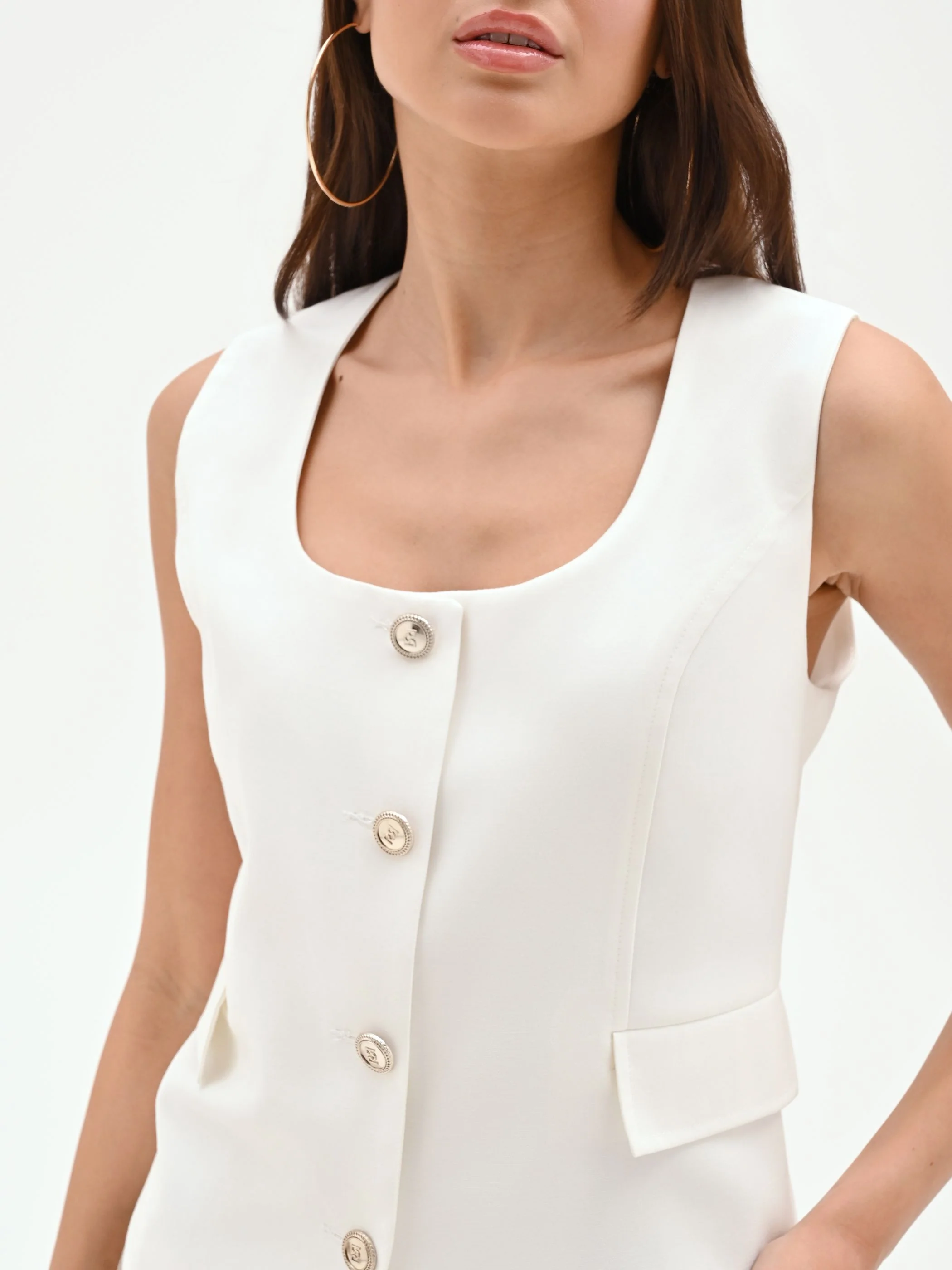 Gilet panna bianco dal taglio definito - Image 4