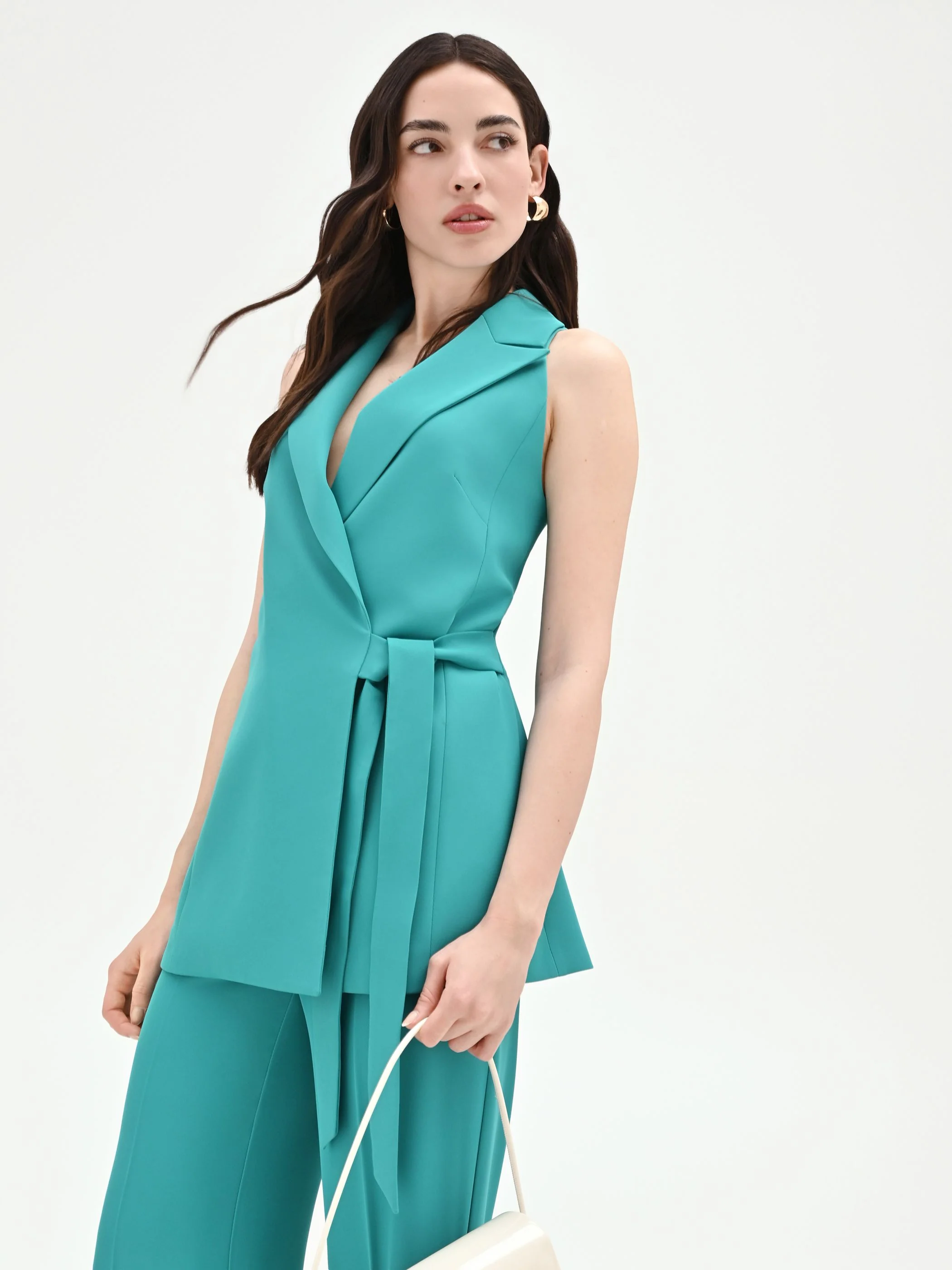 Gilet turchese azzurro a portafoglio - Image 6