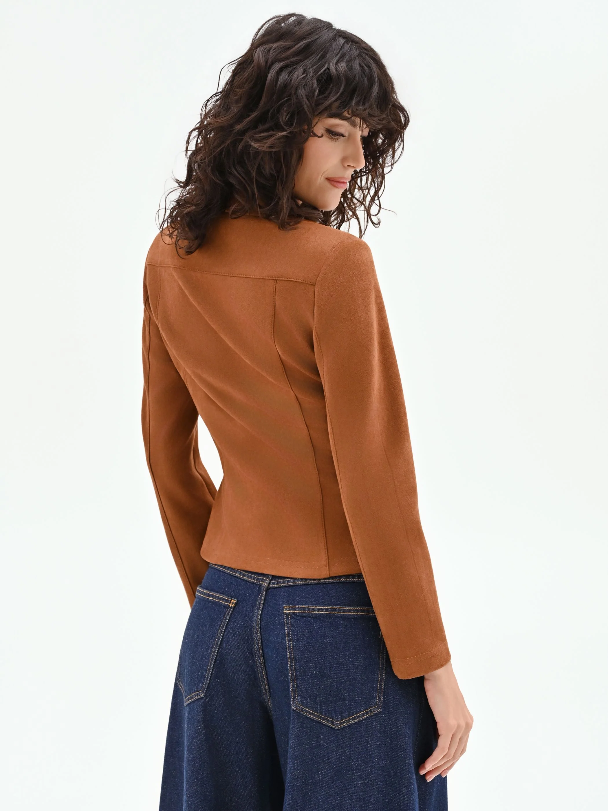 Giubbino cammello beige effetto camoscio - Image 3