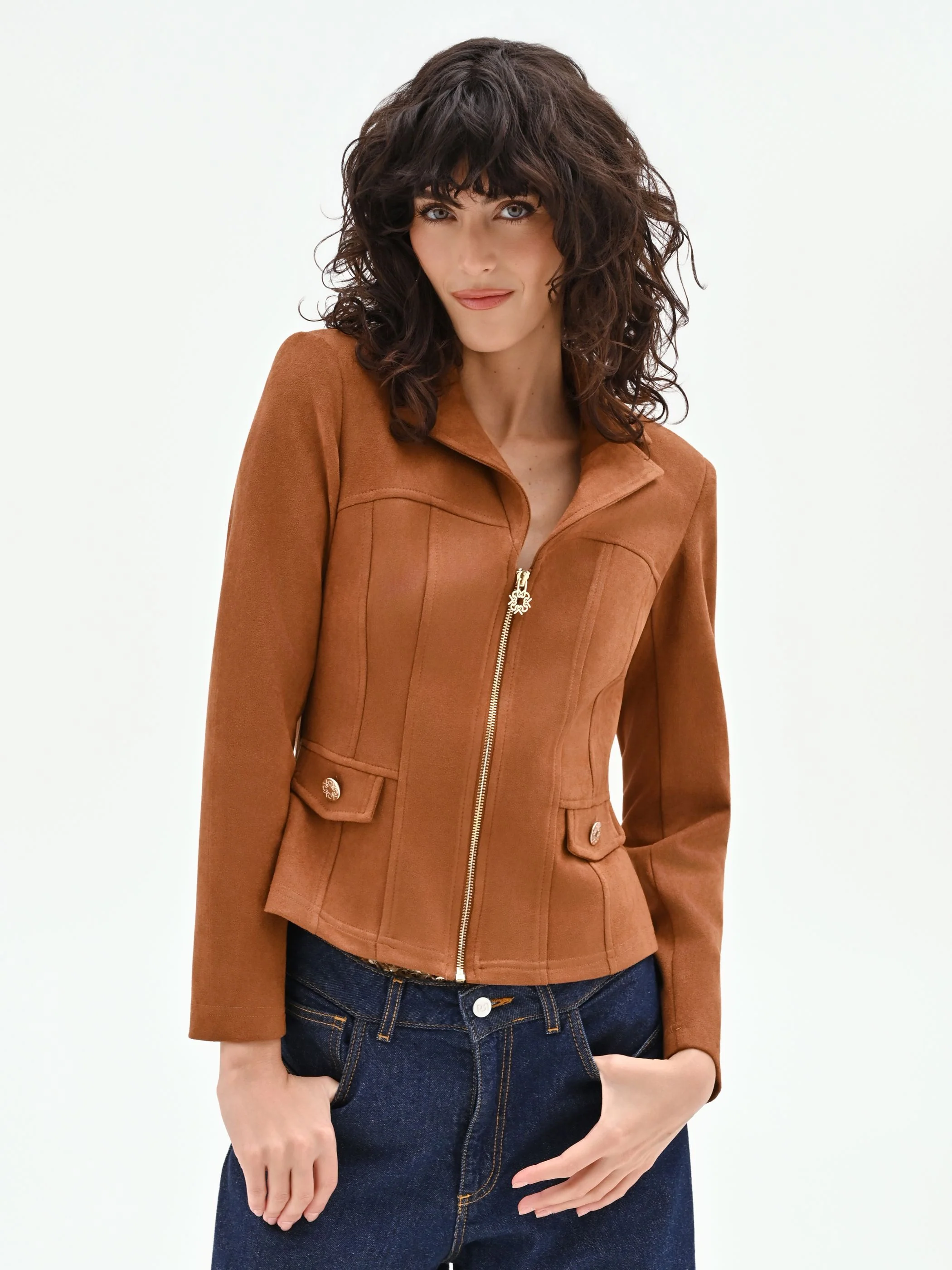 Giubbino cammello beige effetto camoscio - Image 5