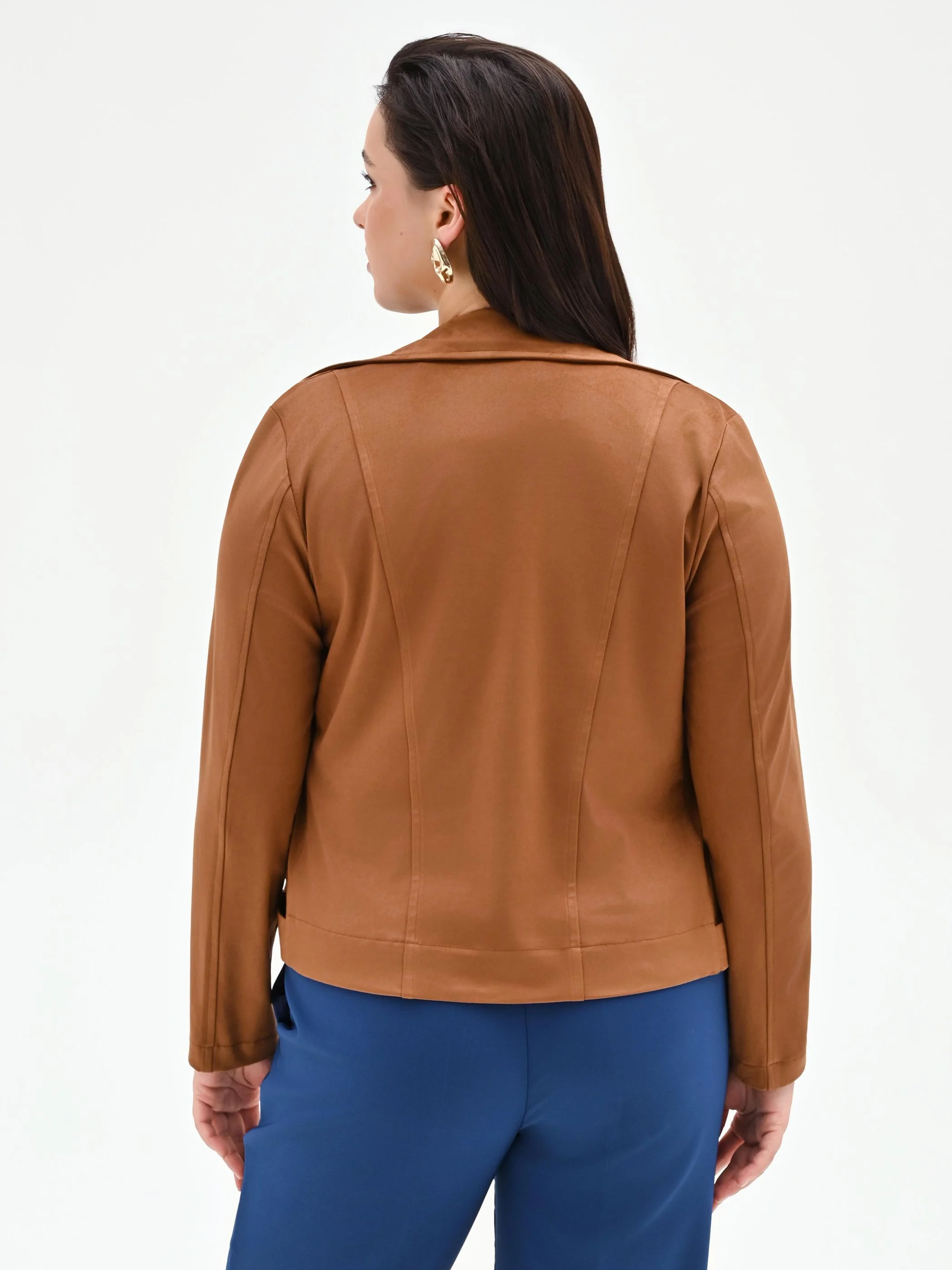 Giubbotto Curvy cammello effetto scamosciato - Image 4