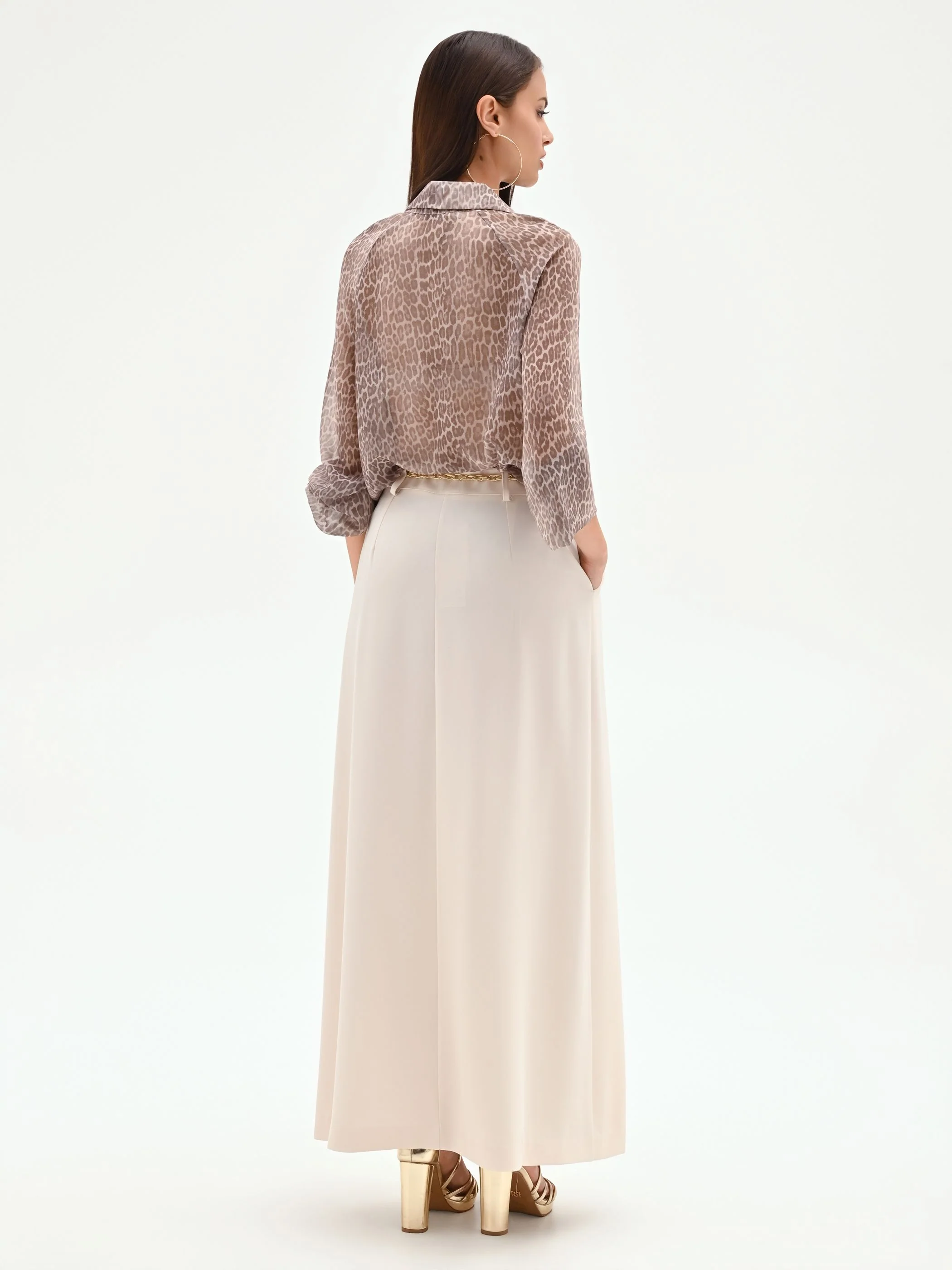 Gonna lunga panna con pieghe - Image 3