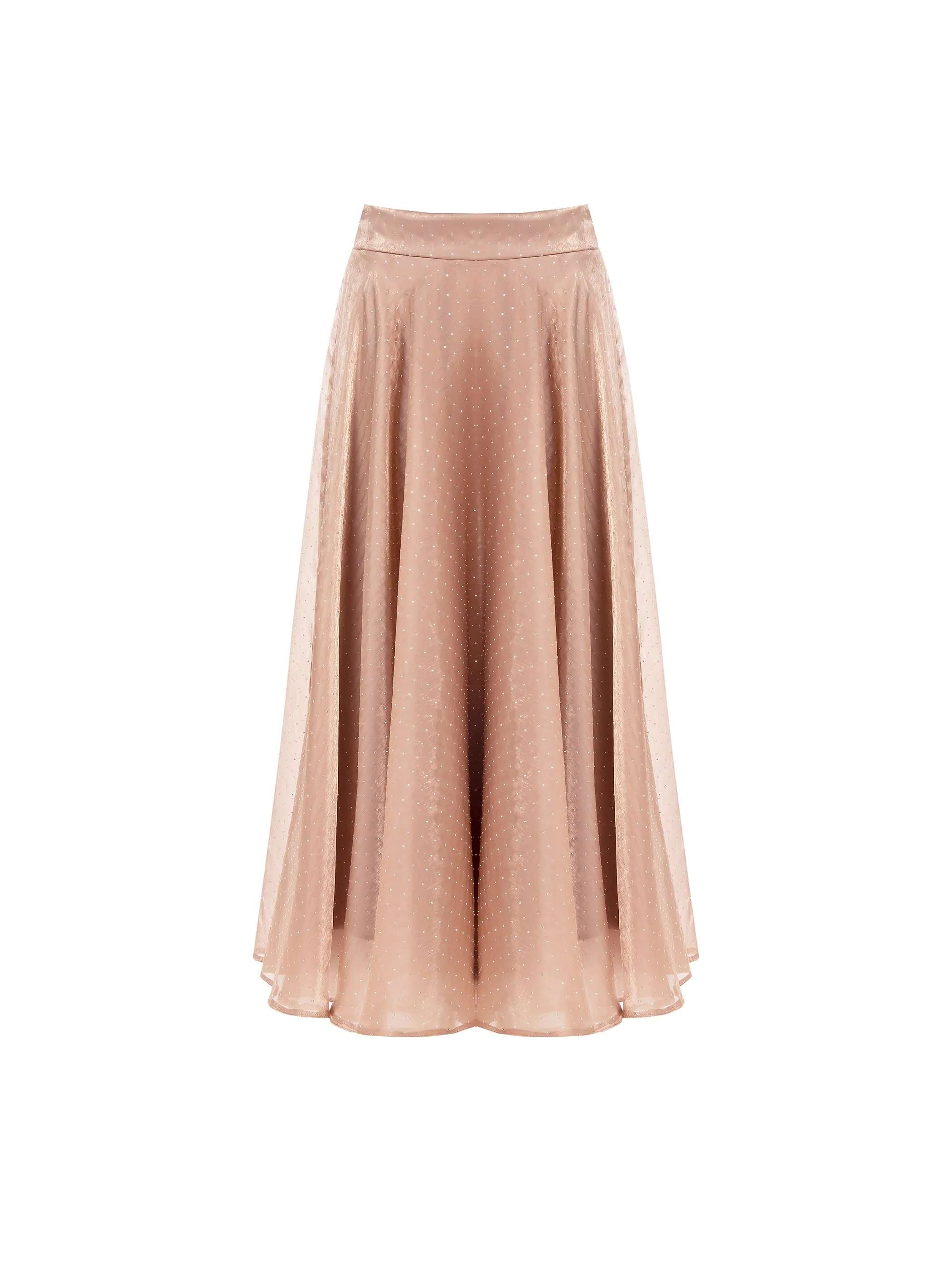 Gonna marrone bronzo con strass allover - Image 7