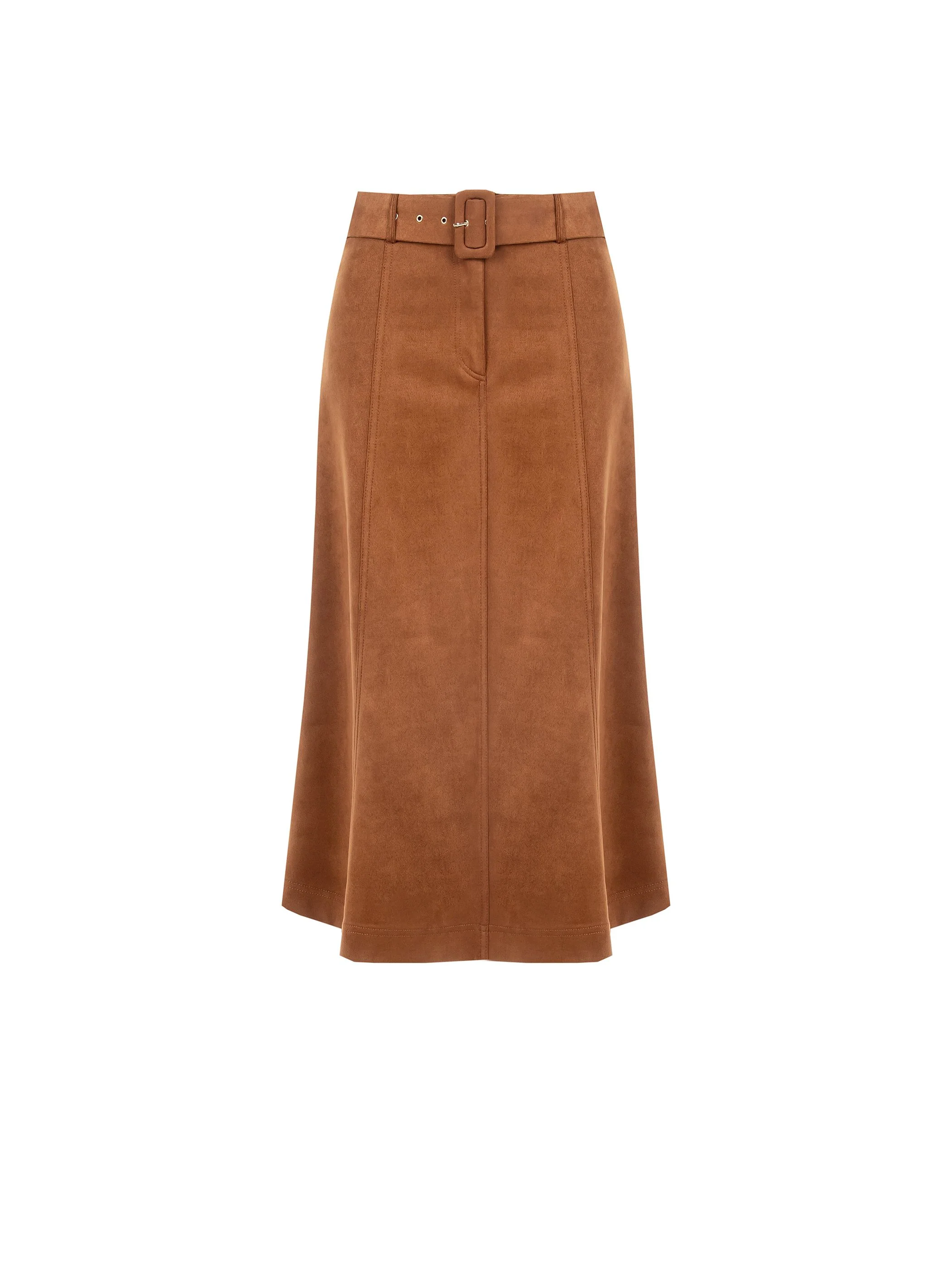 Gonna midi cammello beige effetto camoscio - Image 6