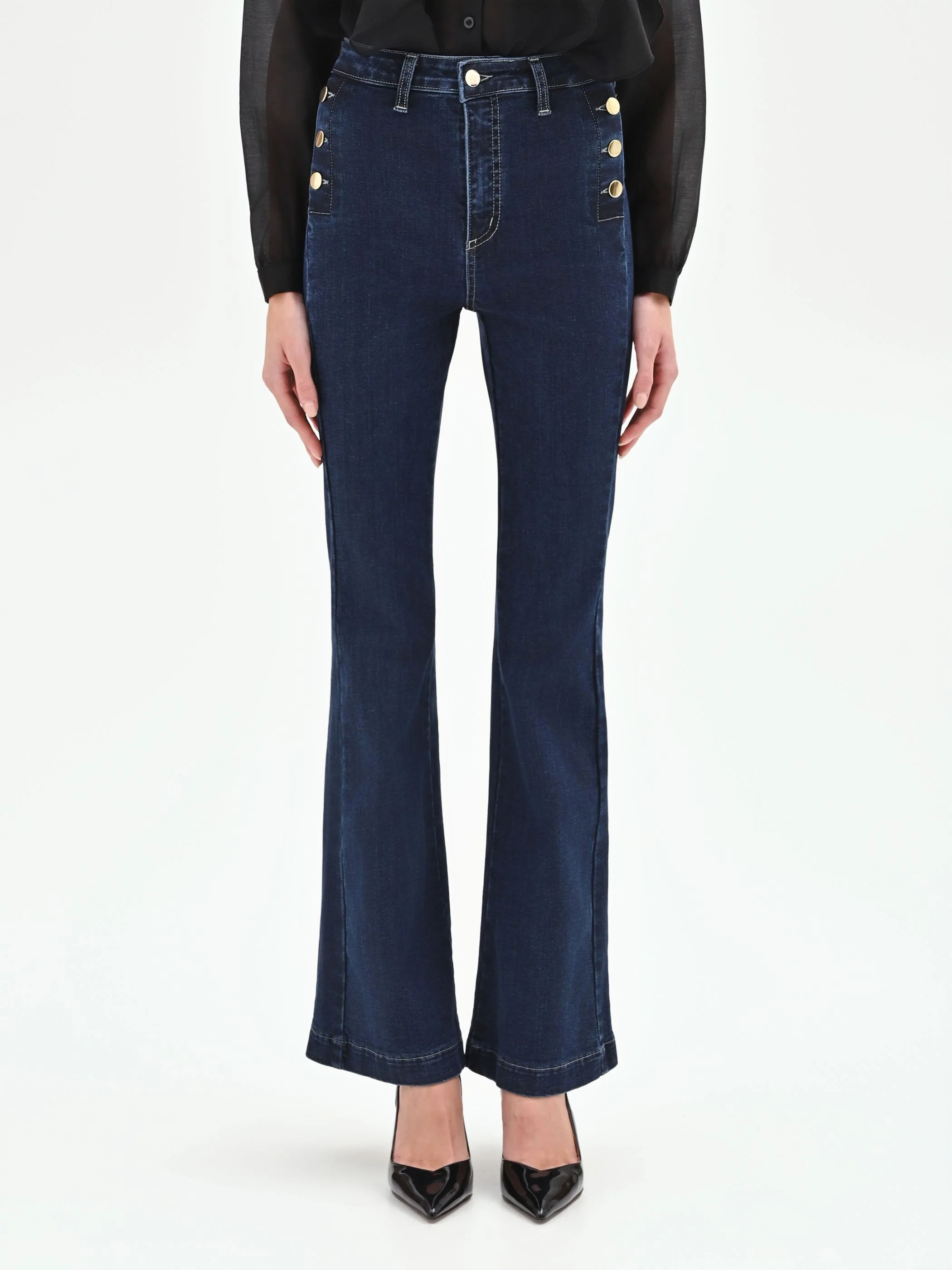 Jeans Blu a Zampa con Bottoni - Image 3