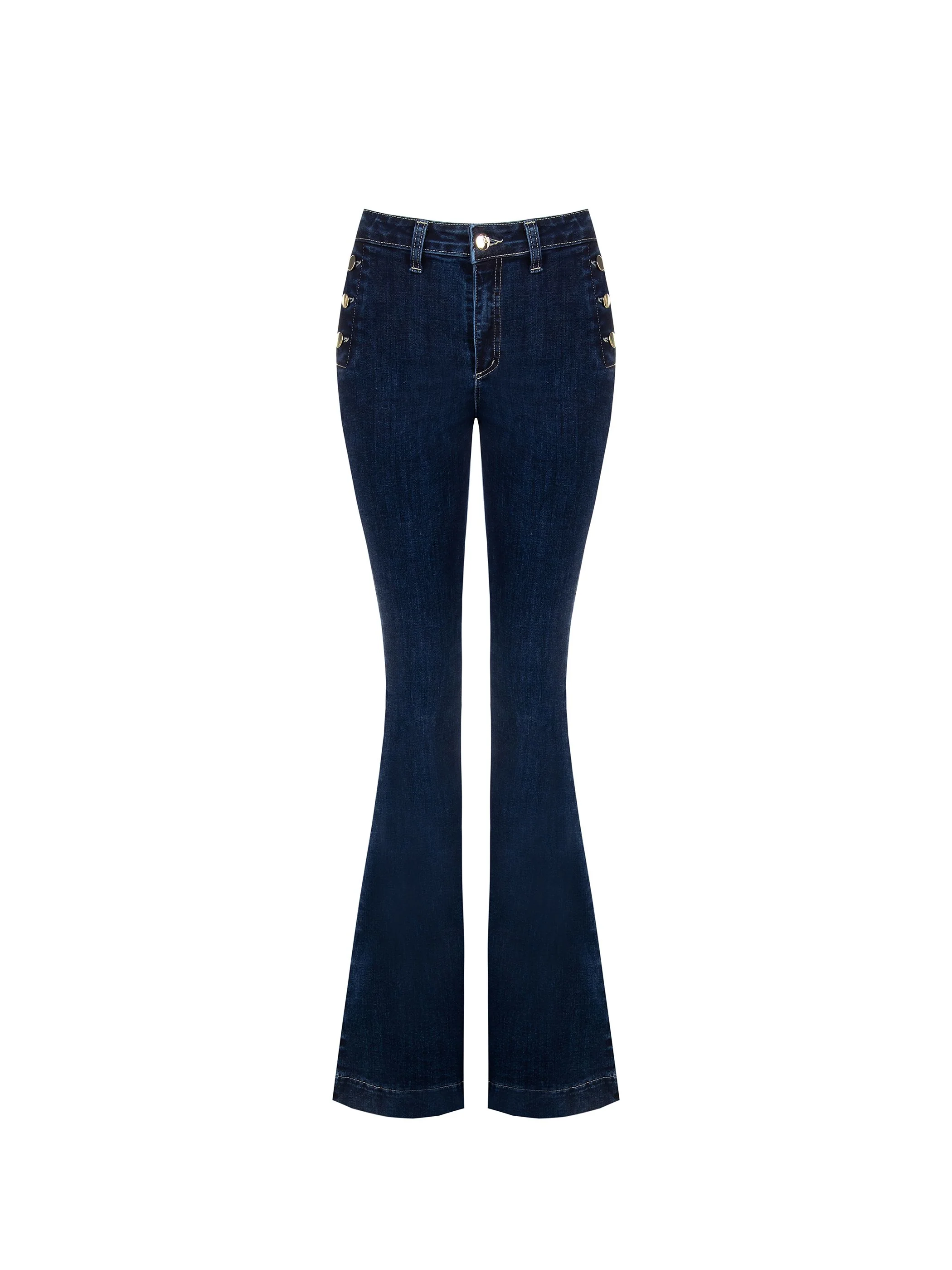 Jeans Blu a Zampa con Bottoni - Image 6