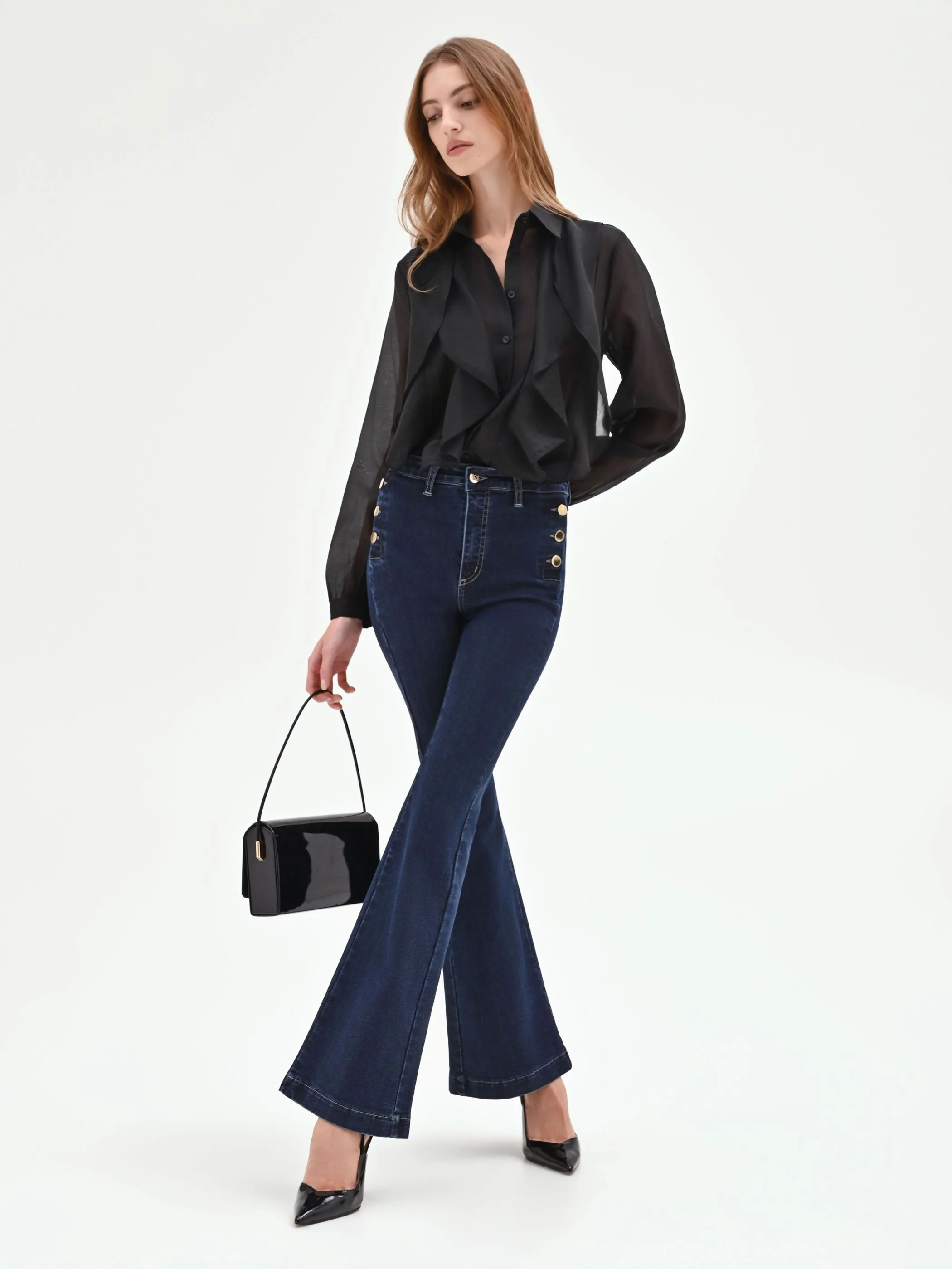 Jeans Blu a Zampa con Bottoni - Image 7