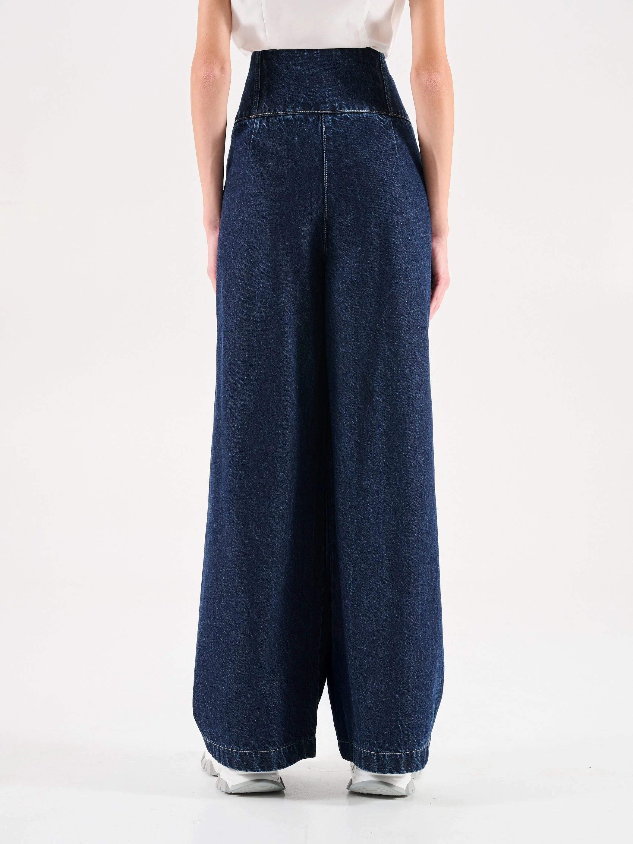 Jeans blu navy a vita alta - Image 3
