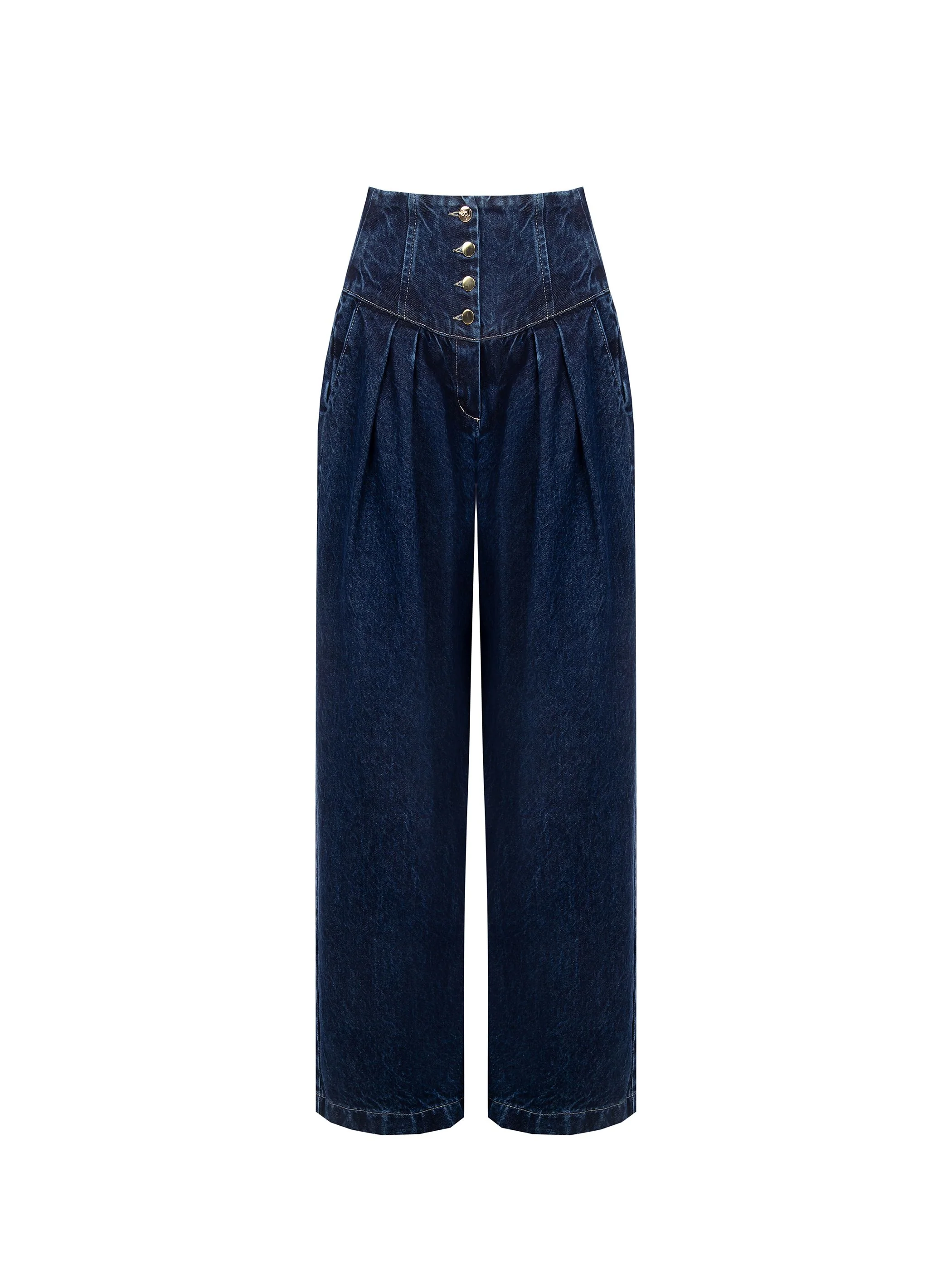 Jeans blu navy a vita alta - Image 6